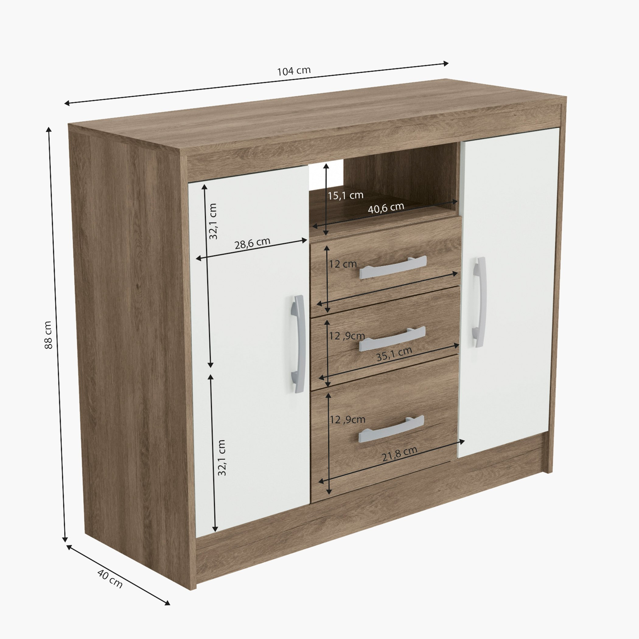 طاولة تزيين صغيرة بـ3 أدراج مع بابين من فورتاليزا-hbxfurniture-kidsroom-kidsdressersandmirrors-image-3