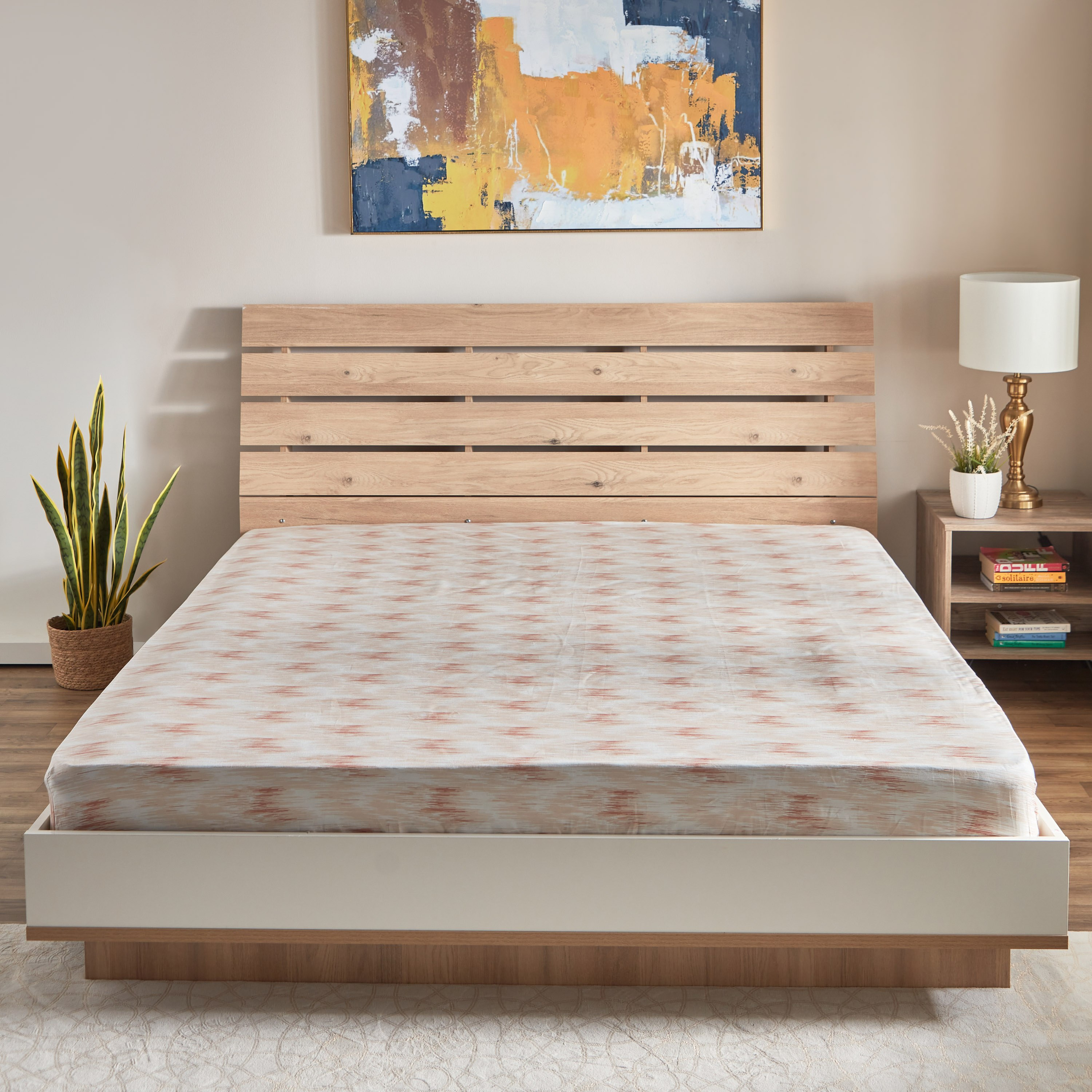 شرشف مطاطي سوبر كينج قطن بطبعات تريليوم من هاوستون - 200x200+30 سم-hbxhomeware-hbxbedroom-image-2
