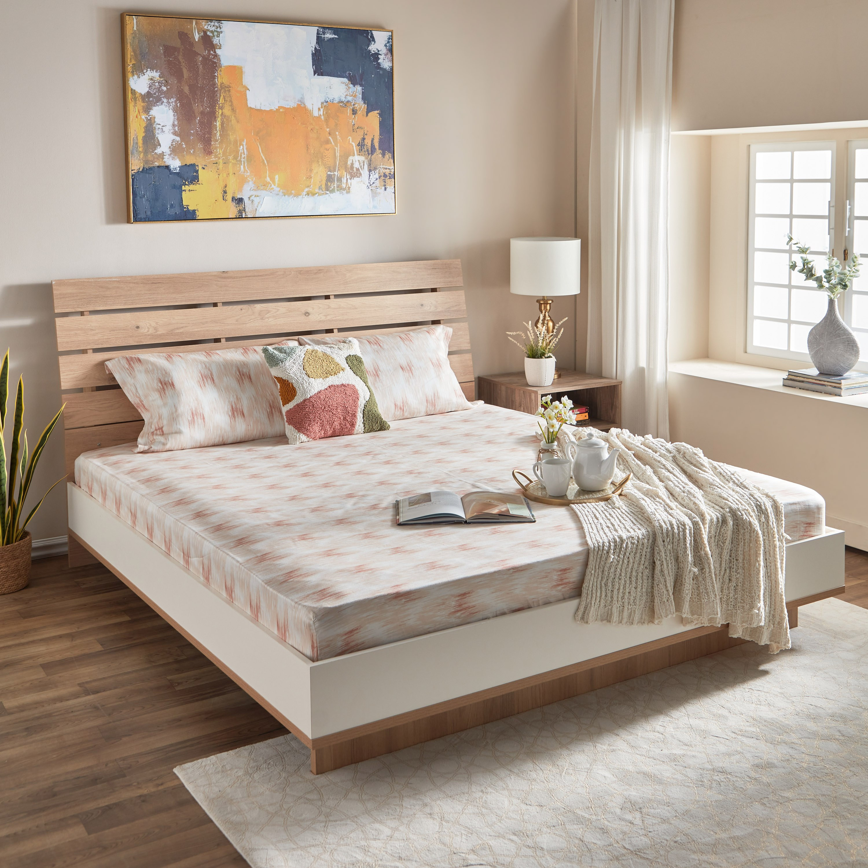 شرشف مطاطي سوبر كينج قطن بطبعات تريليوم من هاوستون - 200x200+30 سم-hbxhomeware-hbxbedroom-image-7