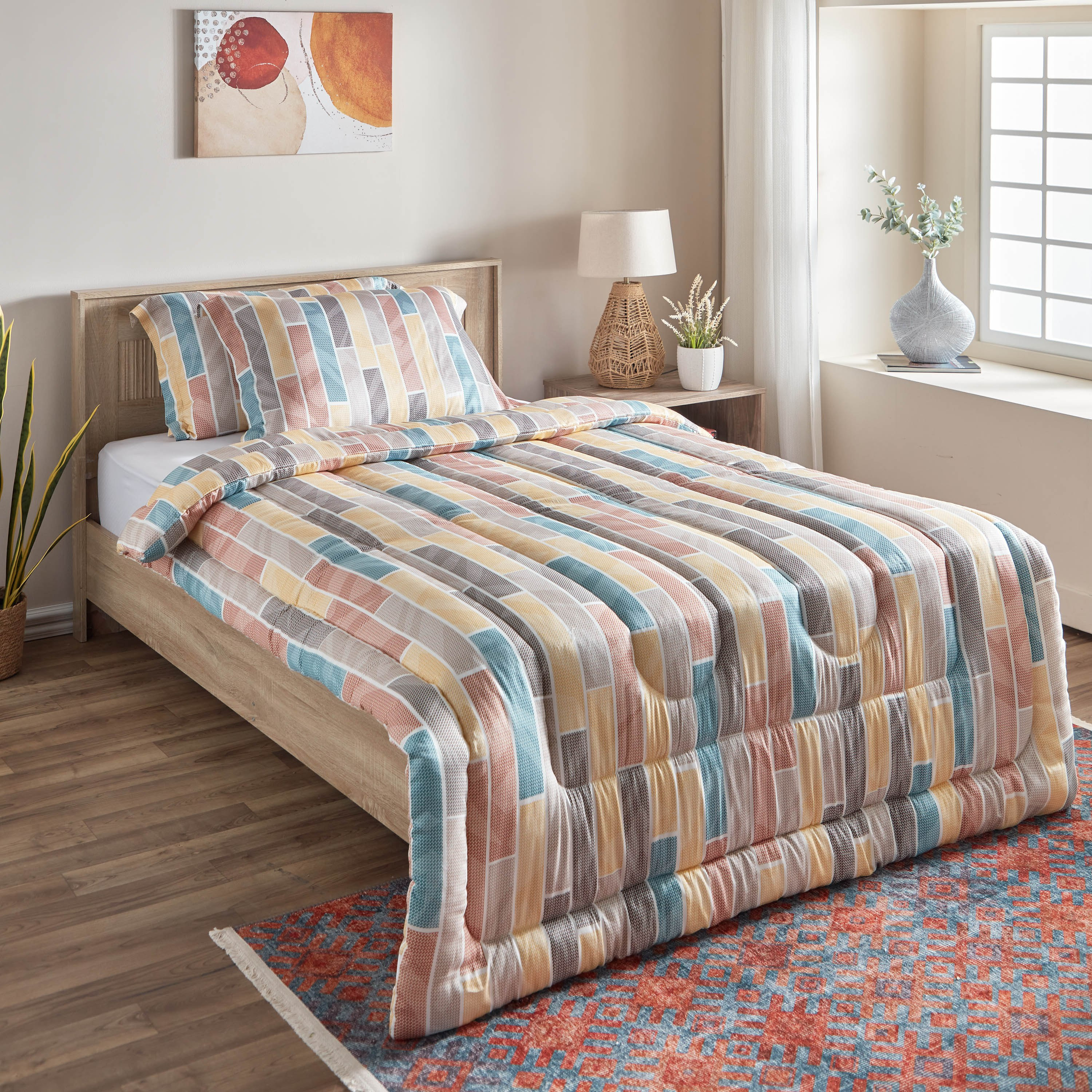 طقم لحاف توين 3 قطع قطن بطبعات من هيوستن - 160x220 سم-hbxhomeware-hbxdecorandfurnishings-image-1