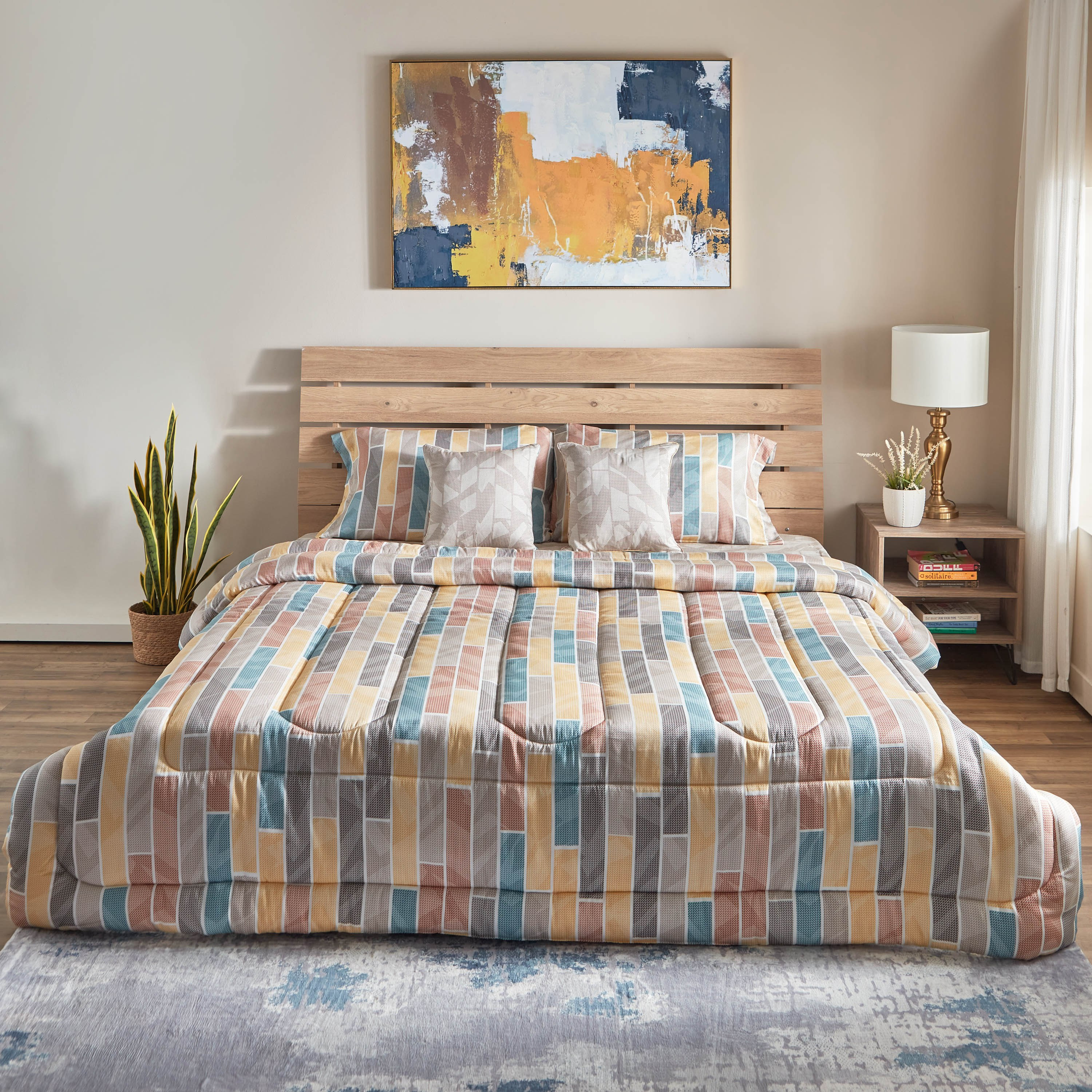 طقم لحاف كينج 5 قطع قطن بطبعات من هيوستن - 220x240 سم-hbxhomeware-hbxdecorandfurnishings-image-2