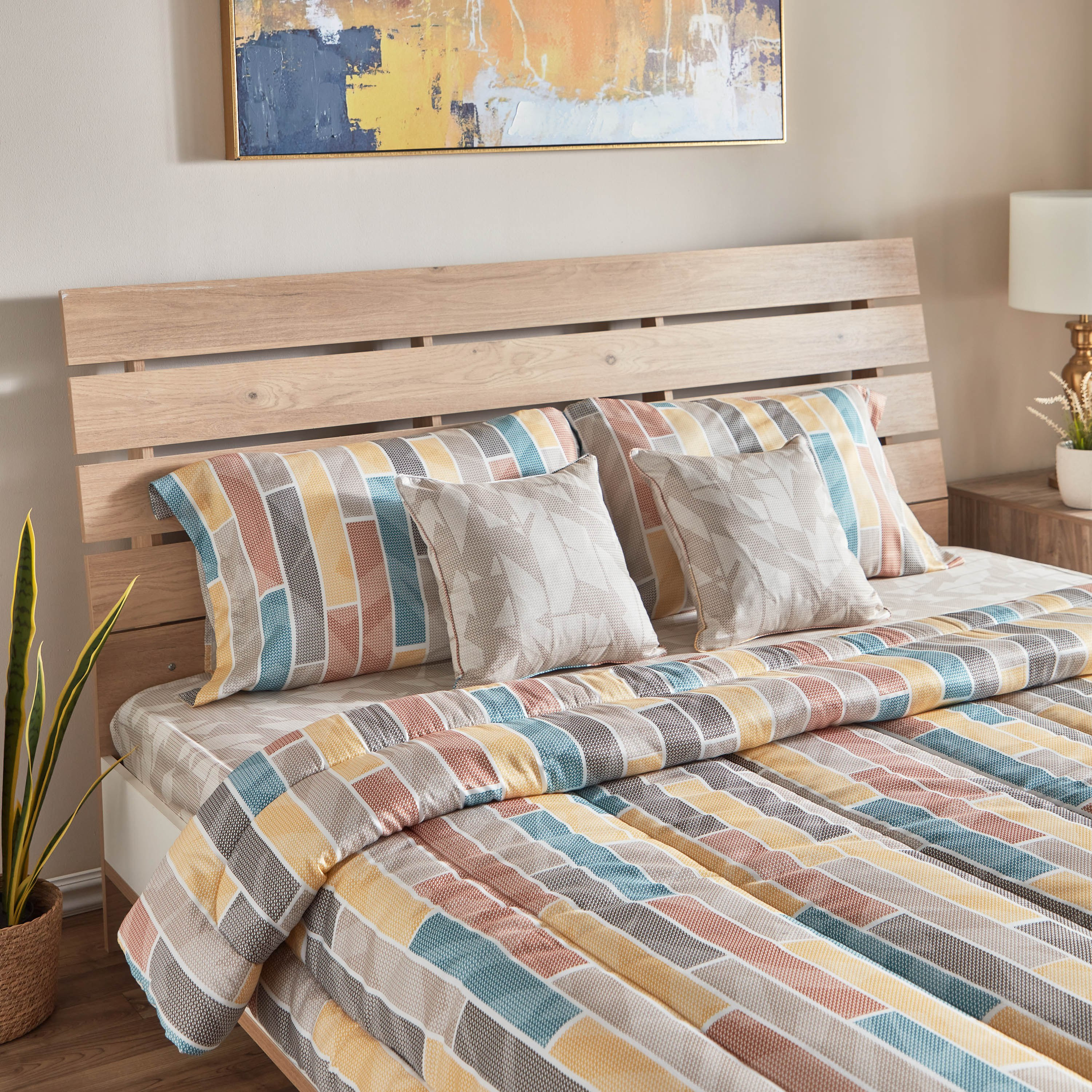 طقم لحاف كينج 5 قطع قطن بطبعات من هيوستن - 220x240 سم-hbxhomeware-hbxdecorandfurnishings-image-3