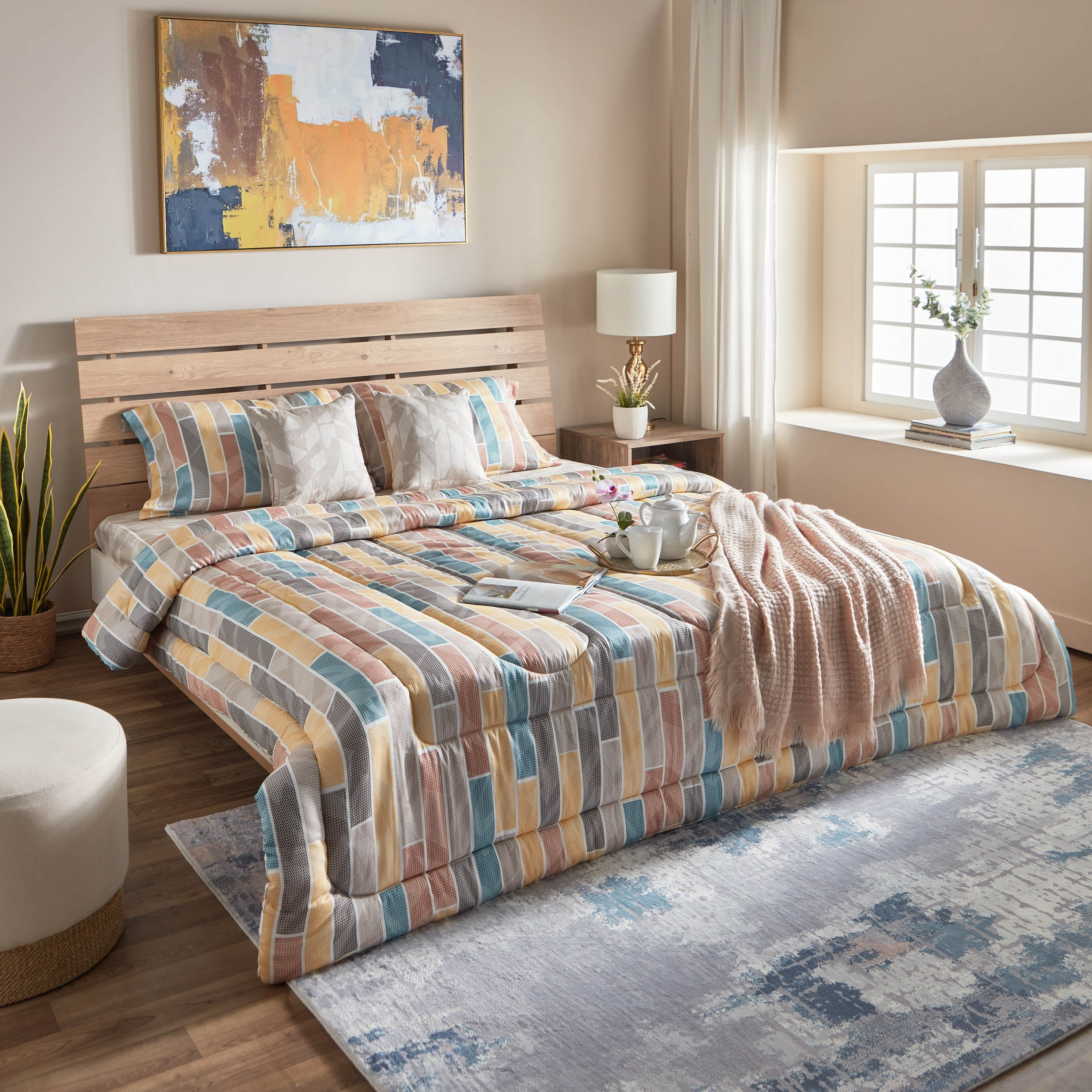 طقم لحاف سوبر كينج قطن 5 قطع بطبعات من هاوستن جونكيل - 240x240 سم-hbxhomeware-hbxdecorandfurnishings-image-8