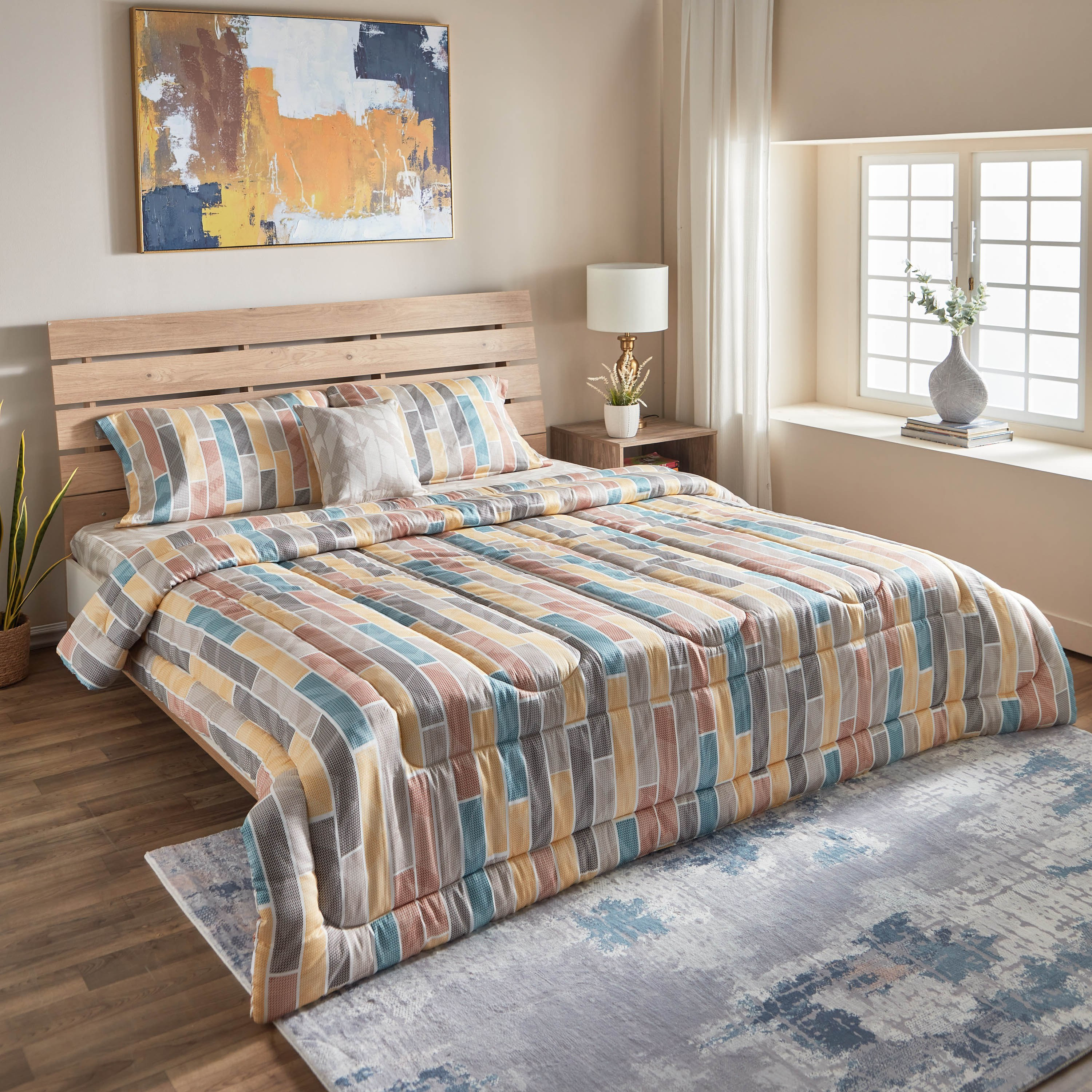 Houston Jonquil 5-Piece Twin Printed Cotton BIAB Comforter Set - 160x220 cm-PROMO_HB_AE_B1G1_250925-image-1