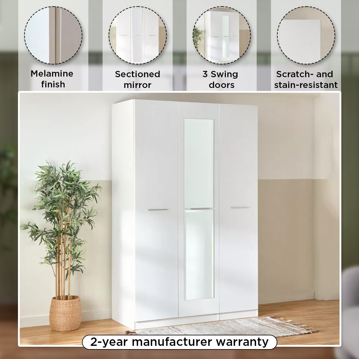 Frankfurt 3-Door Wardrobe with Mirror-hbxfurniture-wardrobes-image-4
