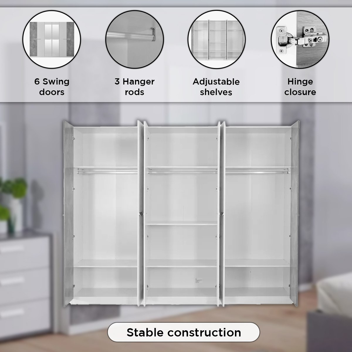 خزانة ملابس 6 أبواب مع مرآتين من سيمينتينو-hbxfurniture-wardrobes-image-5