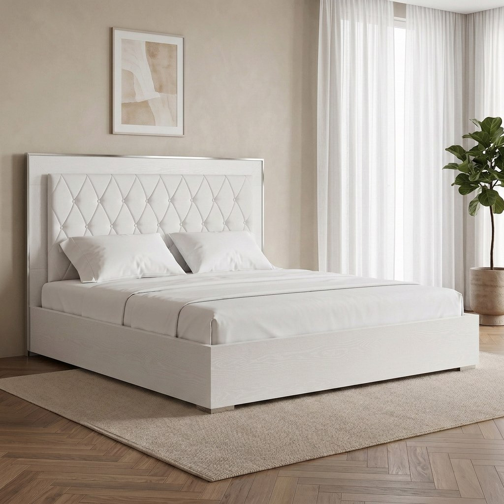 Solitaire Upholstered Headboard 5-Piece Super King Bedroom Set - 200x200 cm-hbxbedroom-bedsandbedsets-bedroomsets-superking-image-2