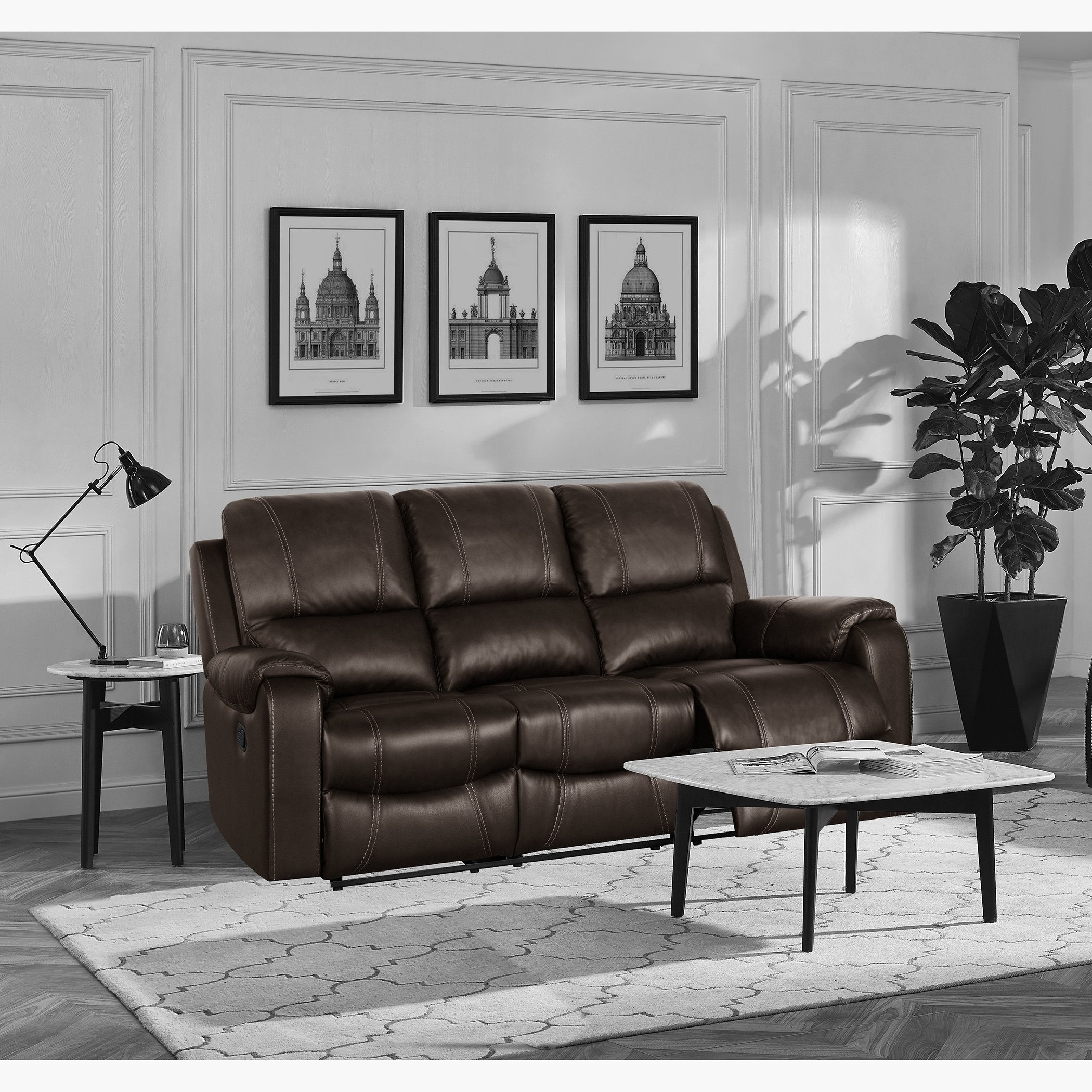 Leather recliner deals lounge