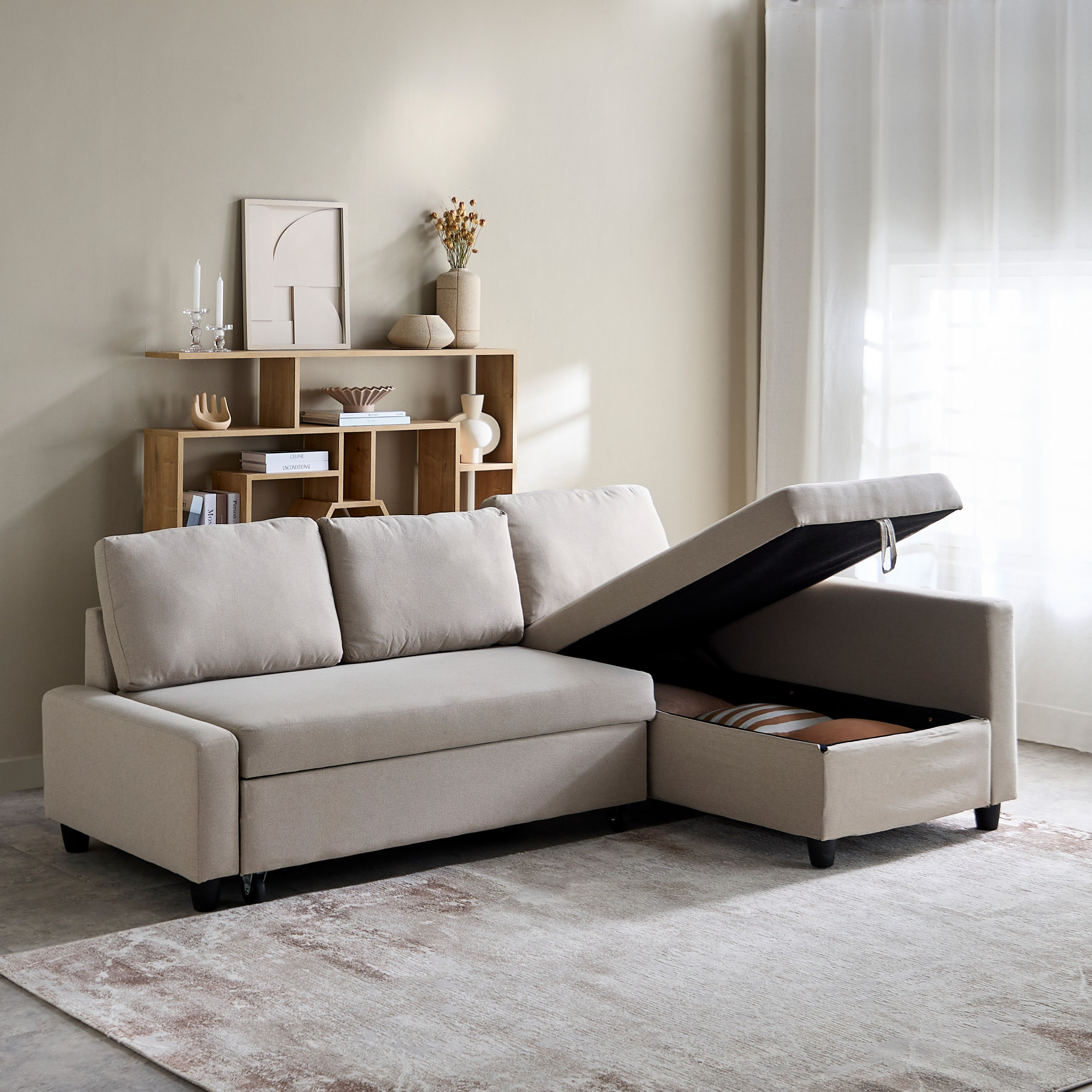 Spacer 3-Seater Left Right Fabric Corner Sofa Bed with Storage-hbxfurniture-livingroom-sofasandsofasets-image-2