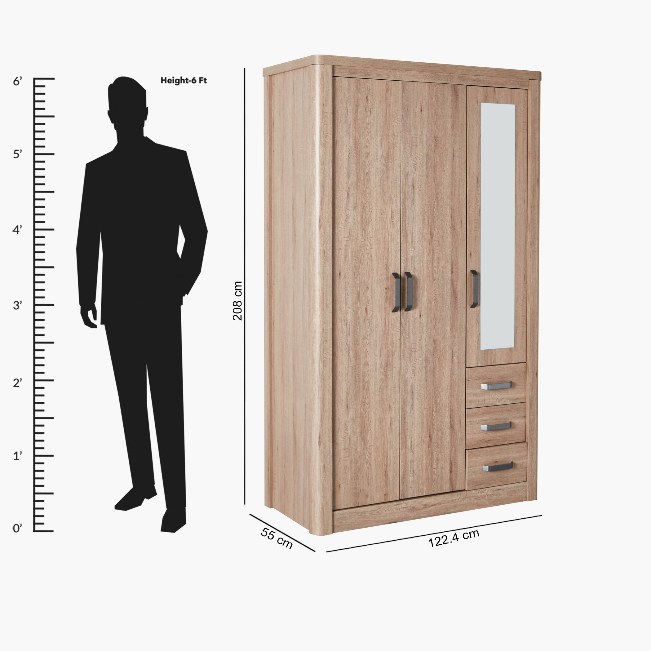 خزانة ملابس 3 أبواب مع مرآة و3 أدراج - أوليفوس من موڤو -hbxfurniture-wardrobes-image-13