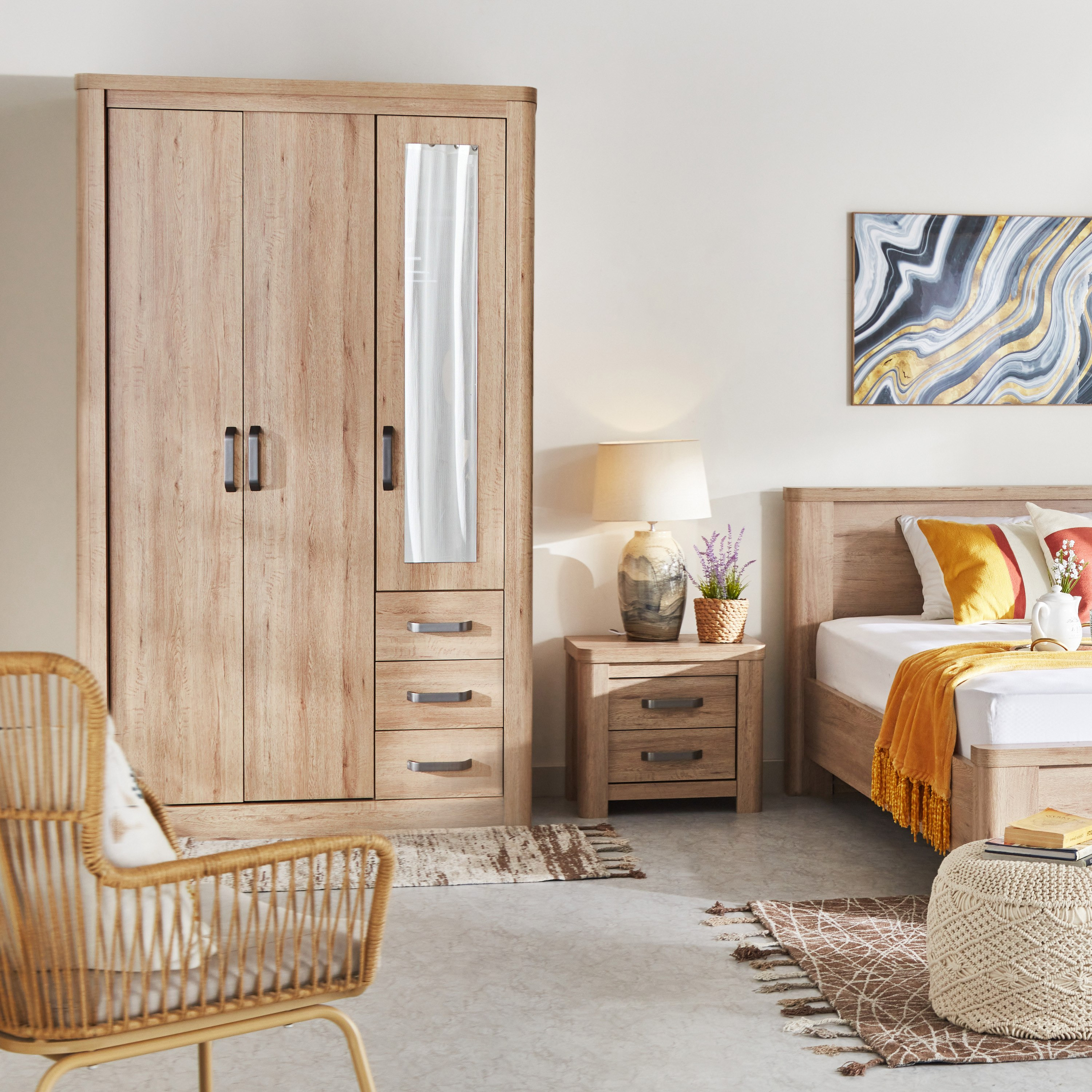 خزانة ملابس 3 أبواب مع مرآة و3 أدراج - أوليفوس من موڤو -hbxfurniture-wardrobes-image-9