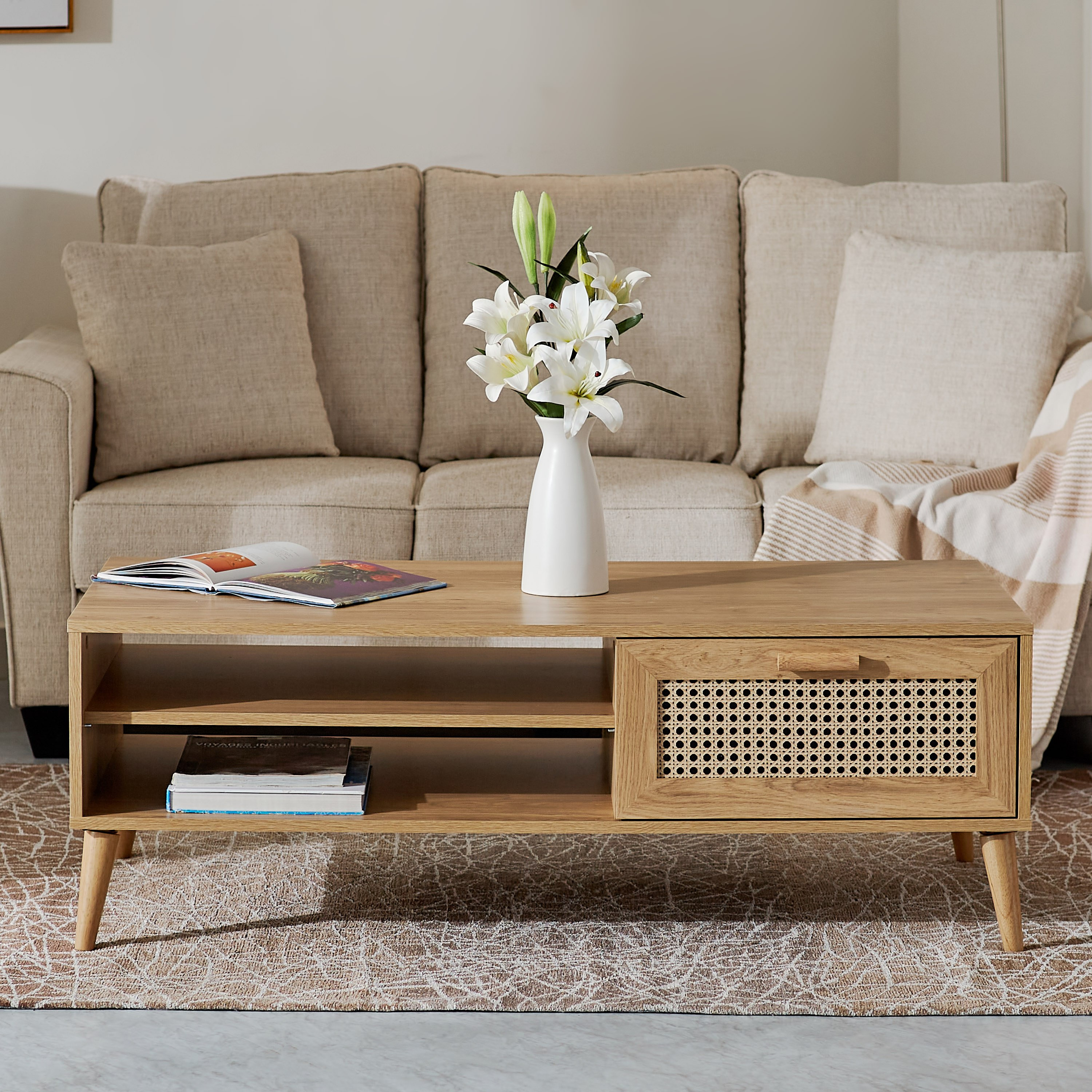 Black rattan on sale coffee table