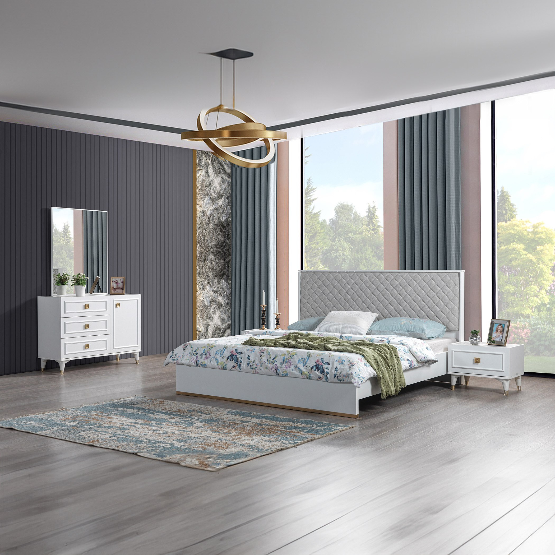 Waver 4-Piece King Bedroom Set without Mirror - 180x200 cm-hbxbedroom-bedsandbedsets-bedroomsets-king-image-1