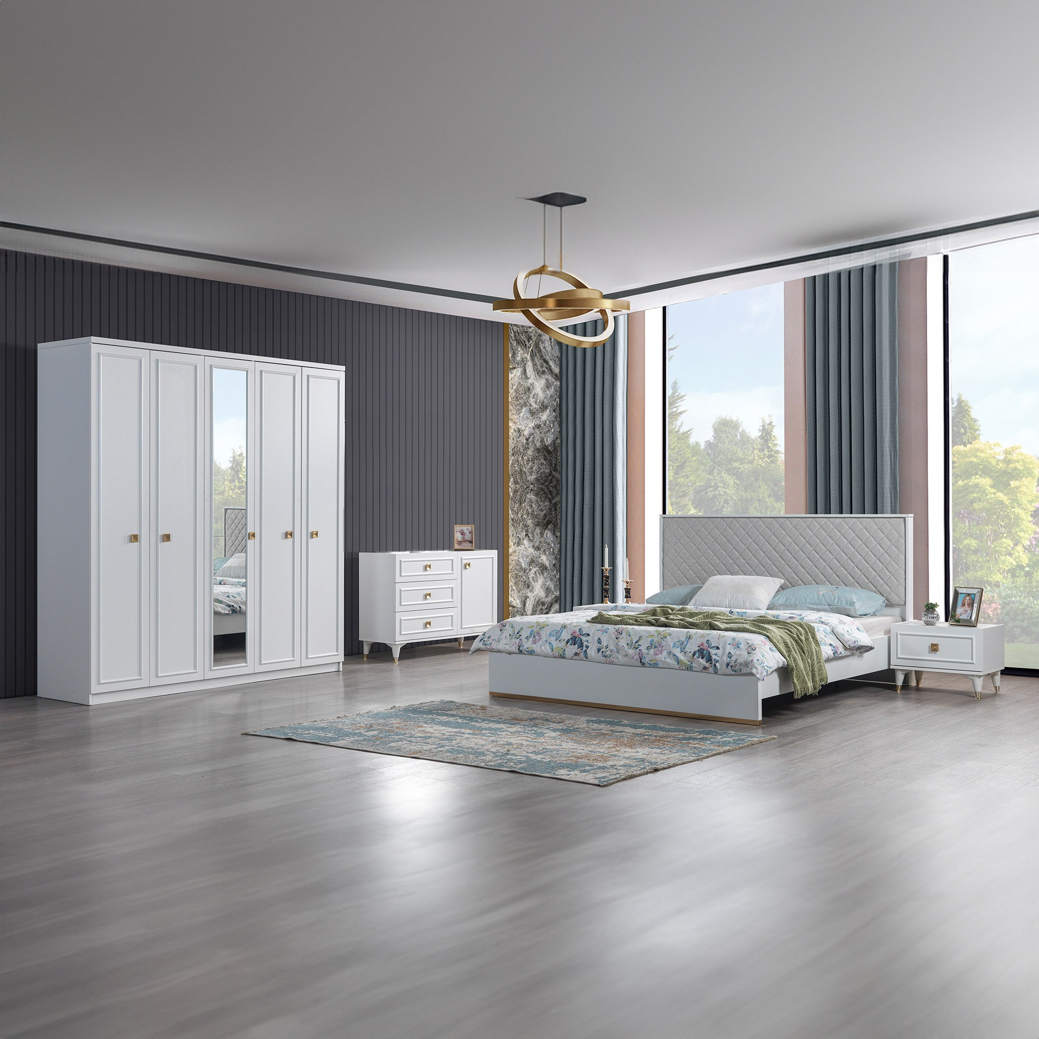 Waver 4-Piece King Bedroom Set without Mirror - 180x200 cm-hbxbedroom-bedsandbedsets-bedroomsets-king-image-14