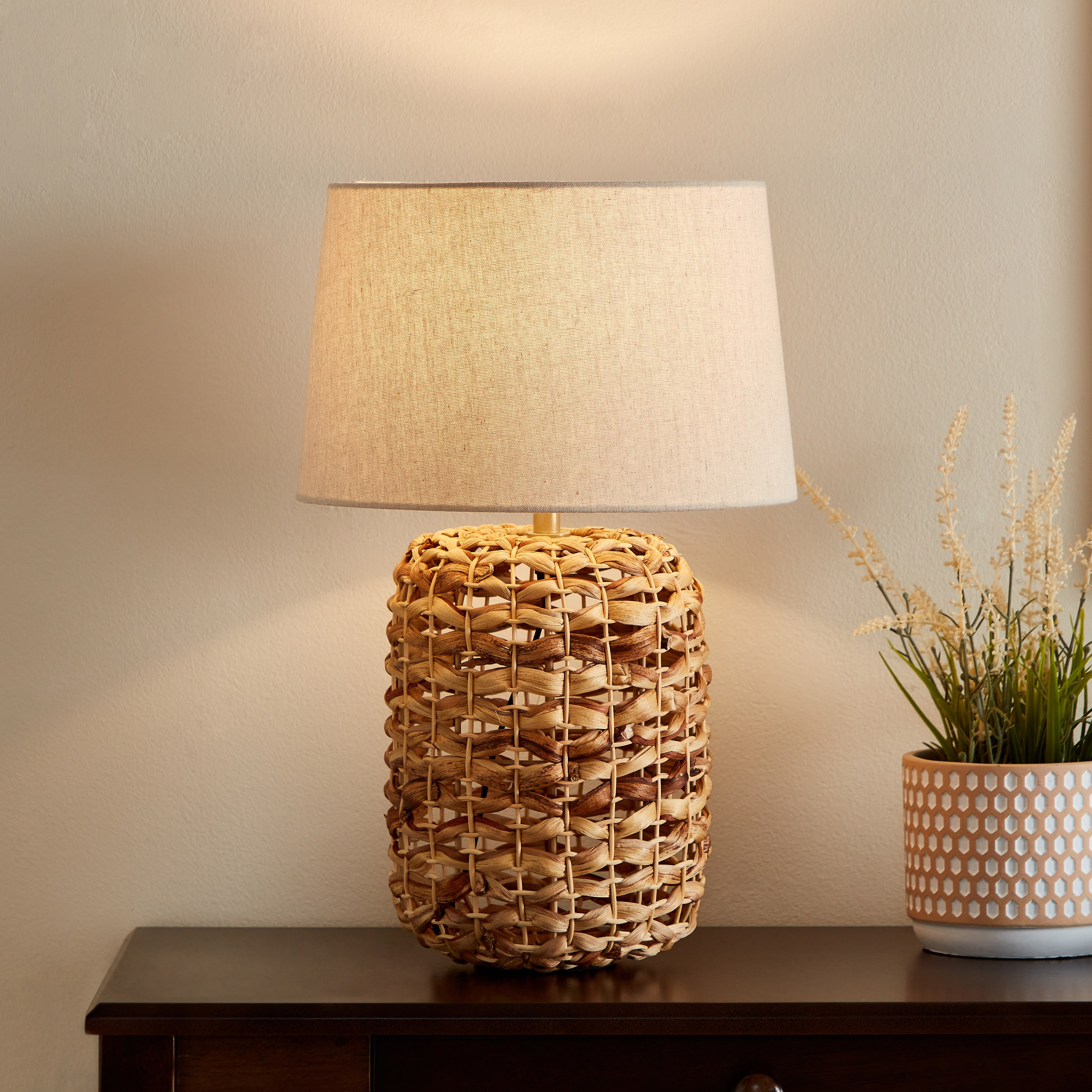 Berlin Natural Water Hyacinth Table Lamp - 30x30x48 cm-hbxlivingroom-lighting-tablelamps-image-2
