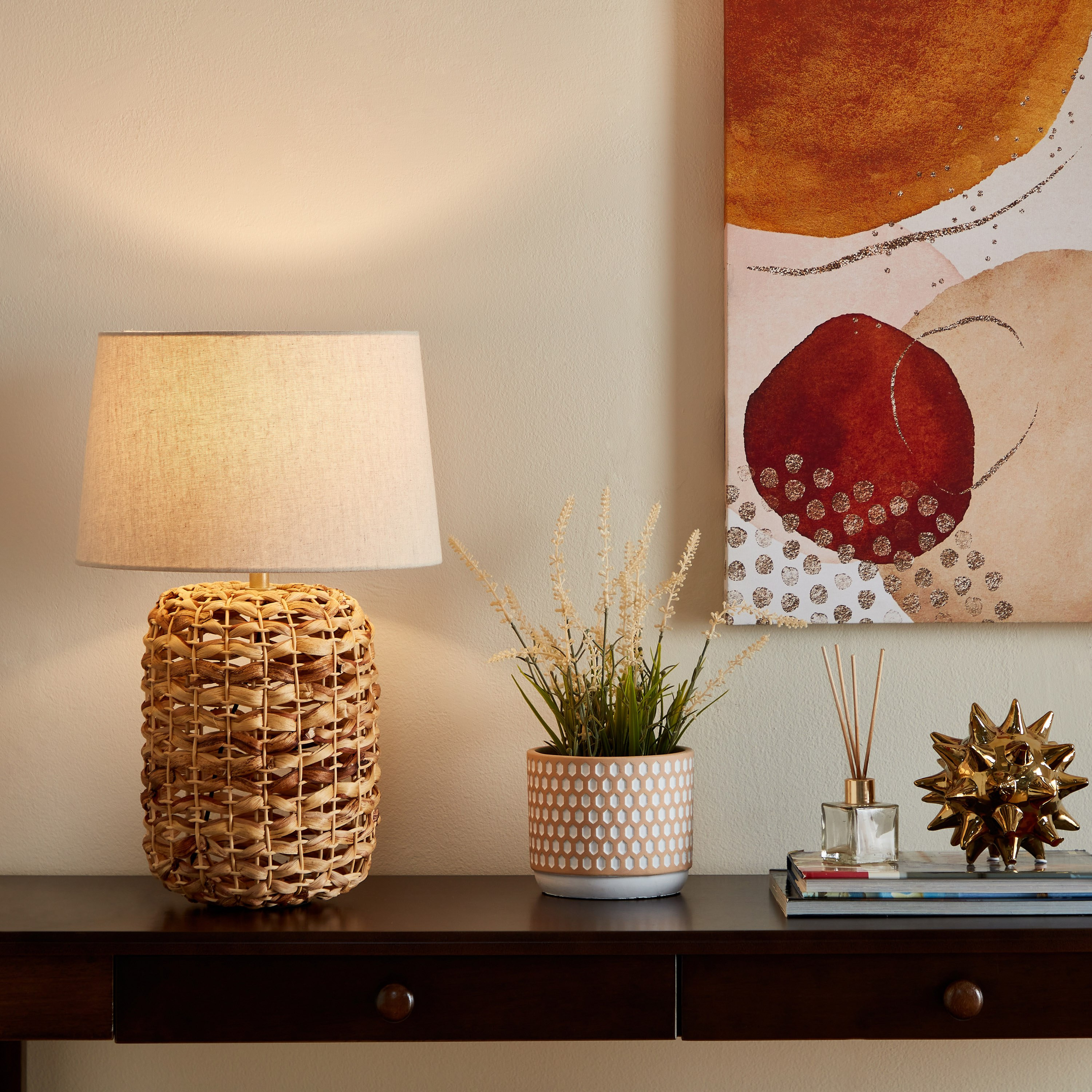 Berlin Natural Water Hyacinth Table Lamp - 30x30x48 cm-hbxlivingroom-lighting-tablelamps-image-5