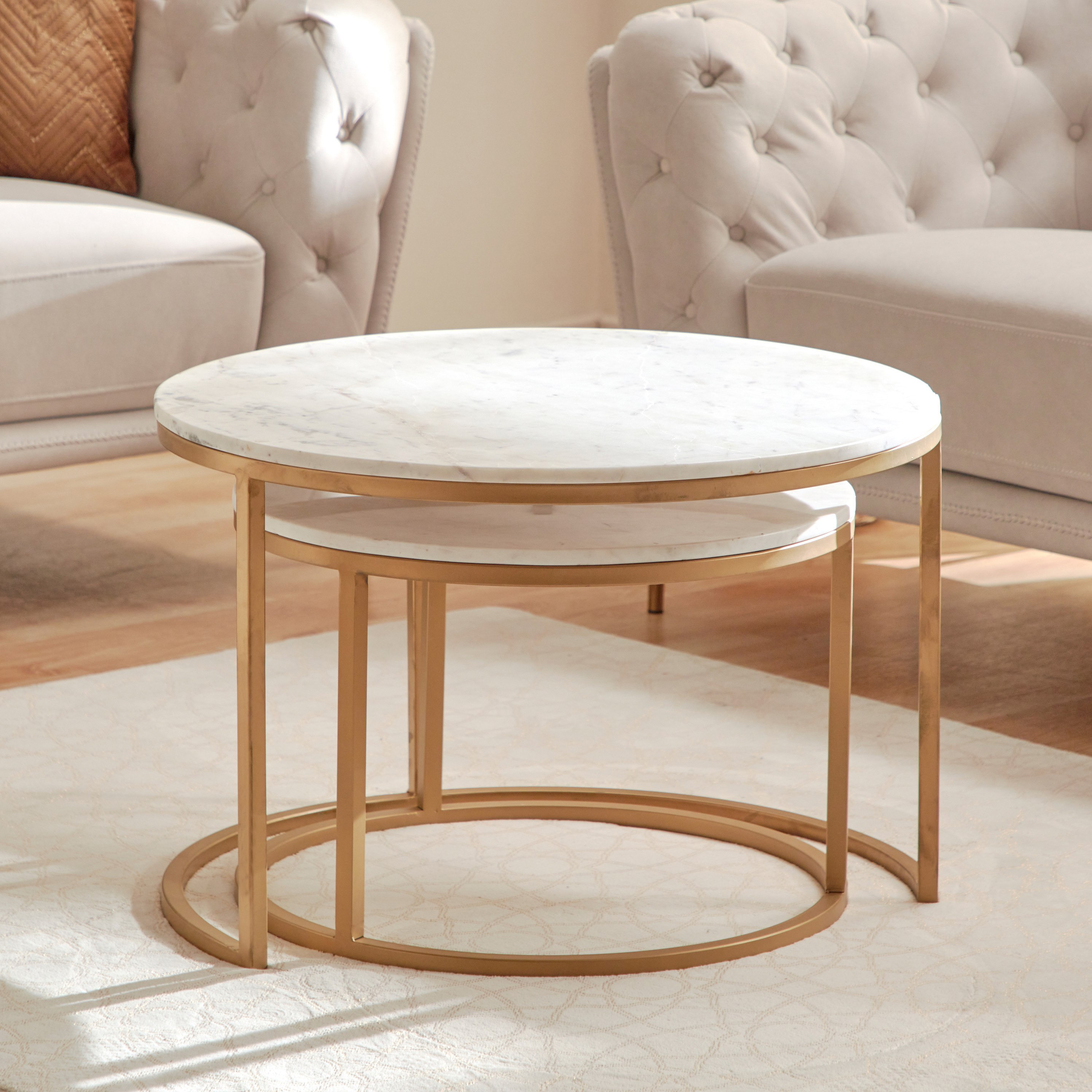 White marble deals coffee table set