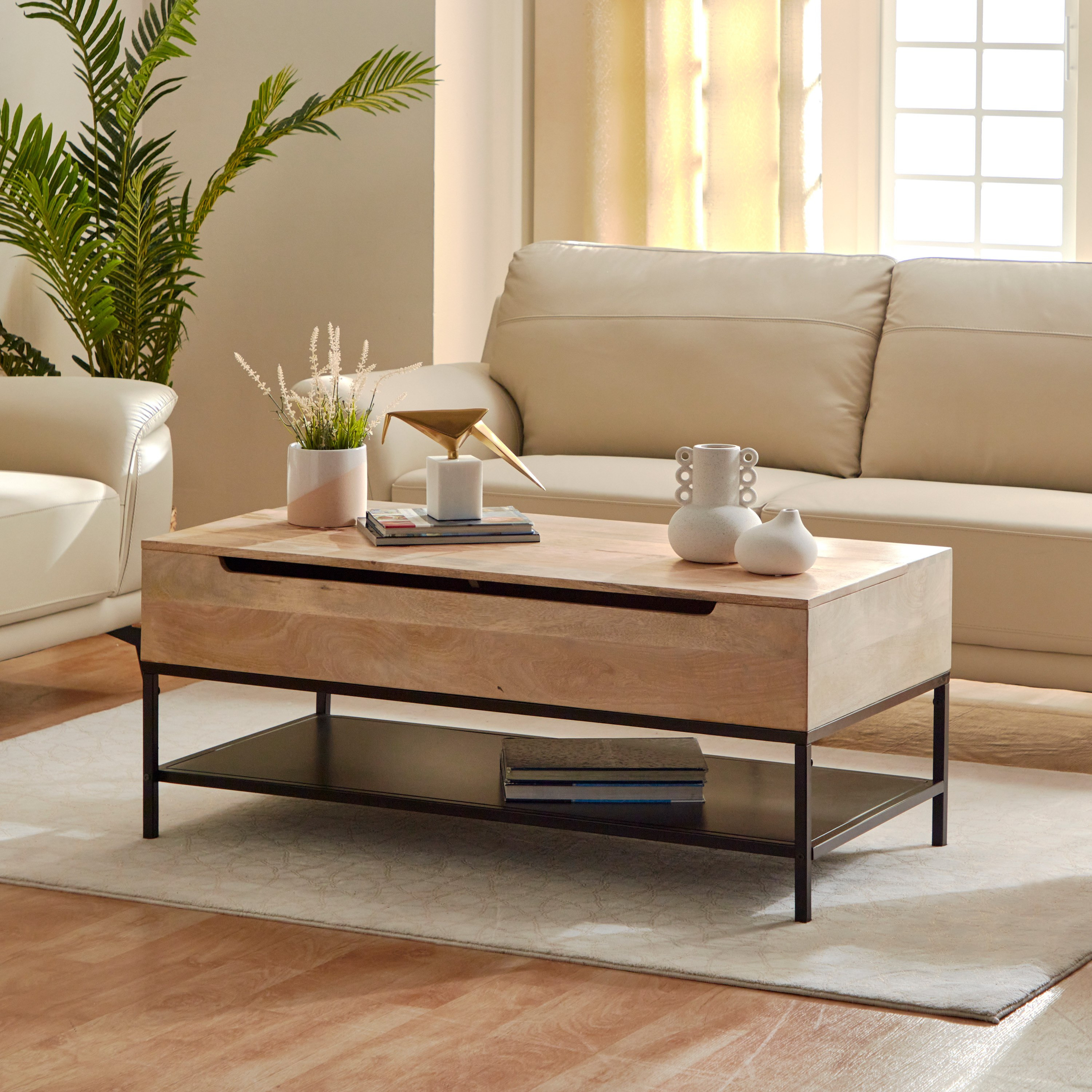 Mango wood lift top shop coffee table