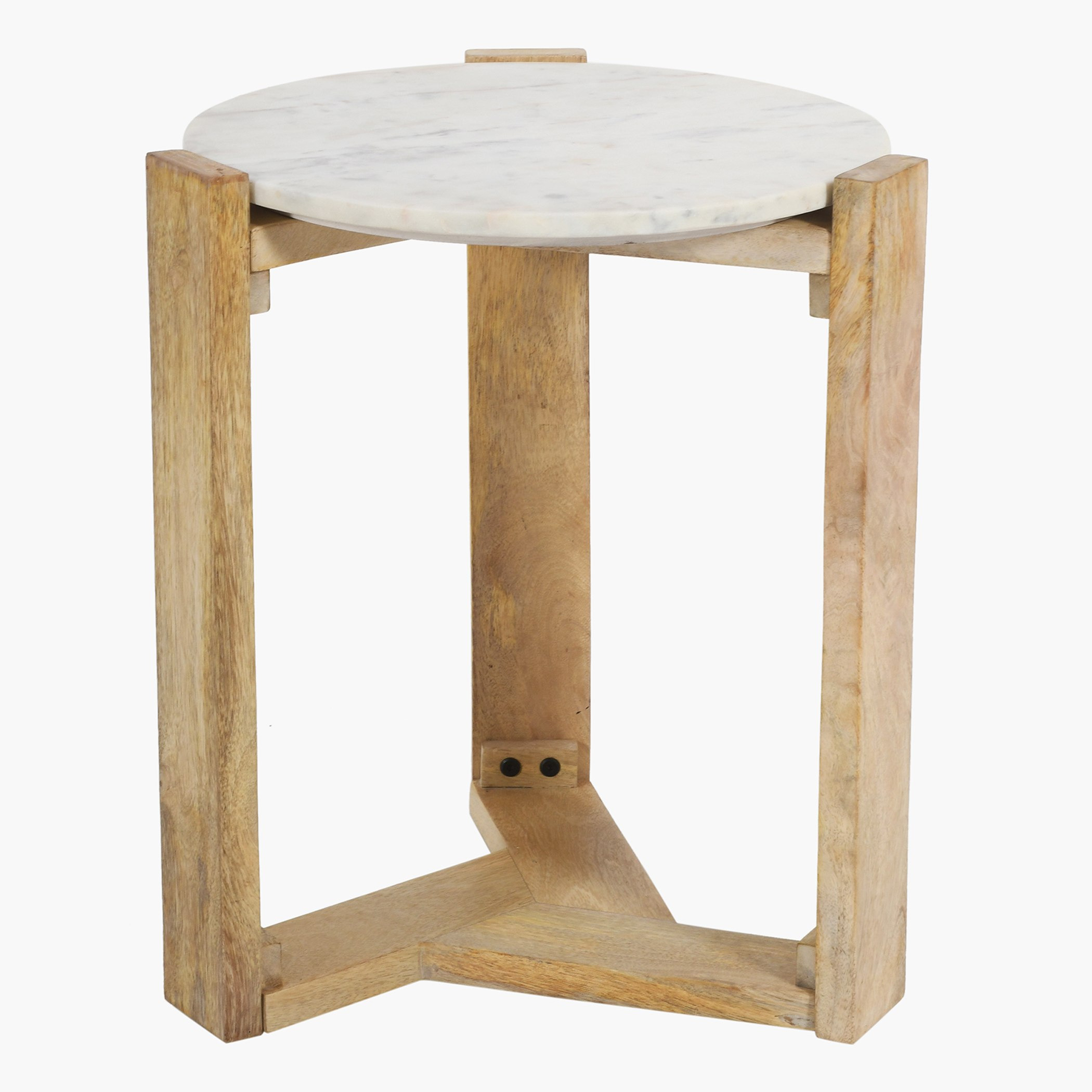 Mesa Round Marble Top and Solid Wood End Table-hbxfurniture-livingroom-endtables-image-1