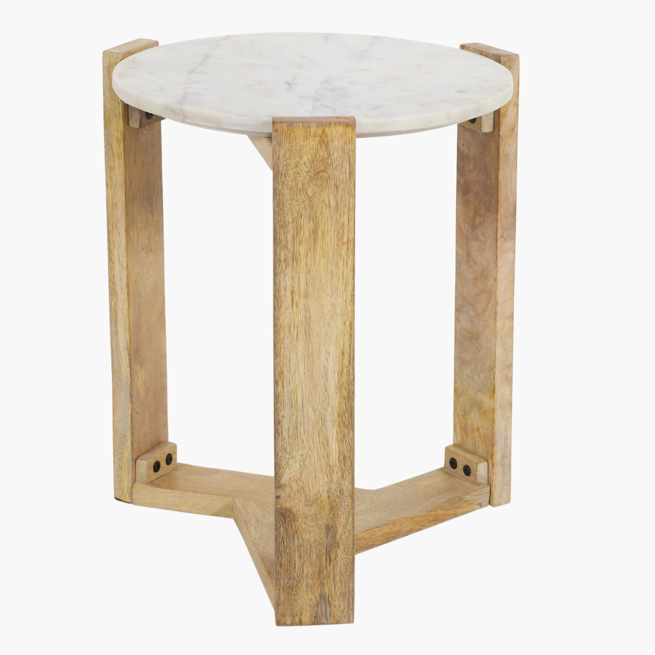 Mesa Round Marble Top and Solid Wood End Table-hbxfurniture-livingroom-endtables-image-2