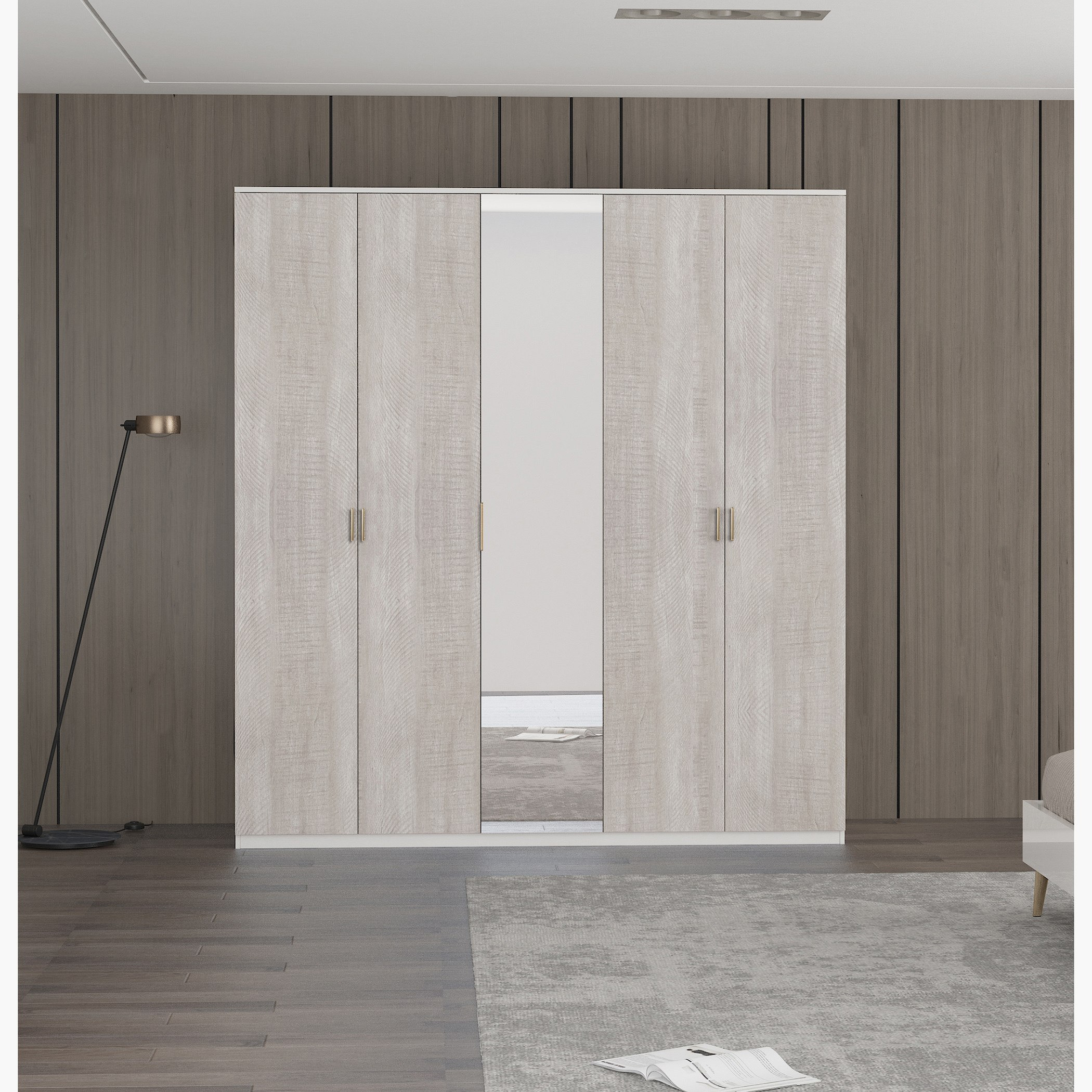 خزانة ملابس 5 أبواب بمرآة من نورا-hbxfurniture-wardrobes-image-1