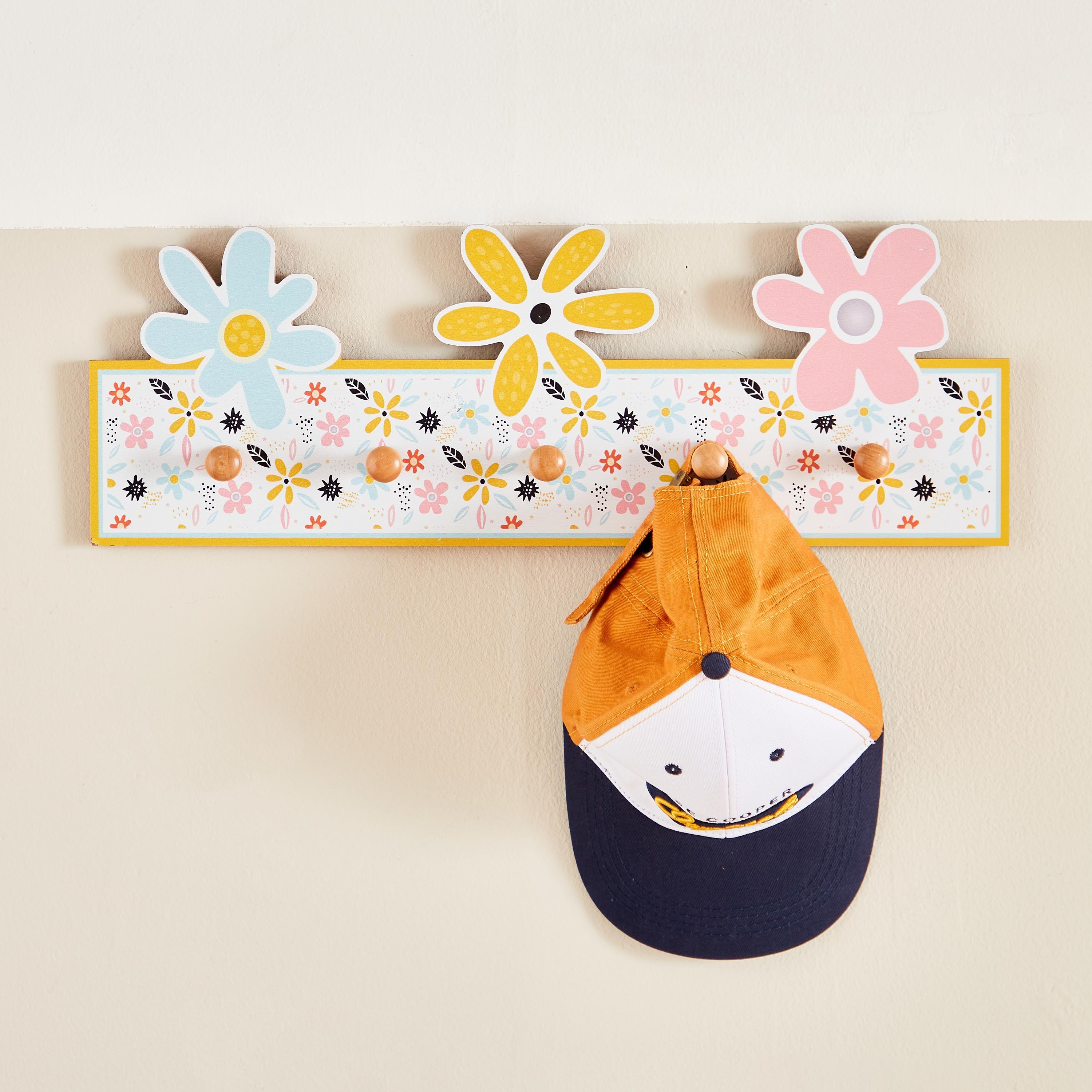 خطاف حائط إم دي إف بتصميم أزهار من فيو - 50x17.5x4 سم-hbxhomeware-hbxkidsandyouth-image-1