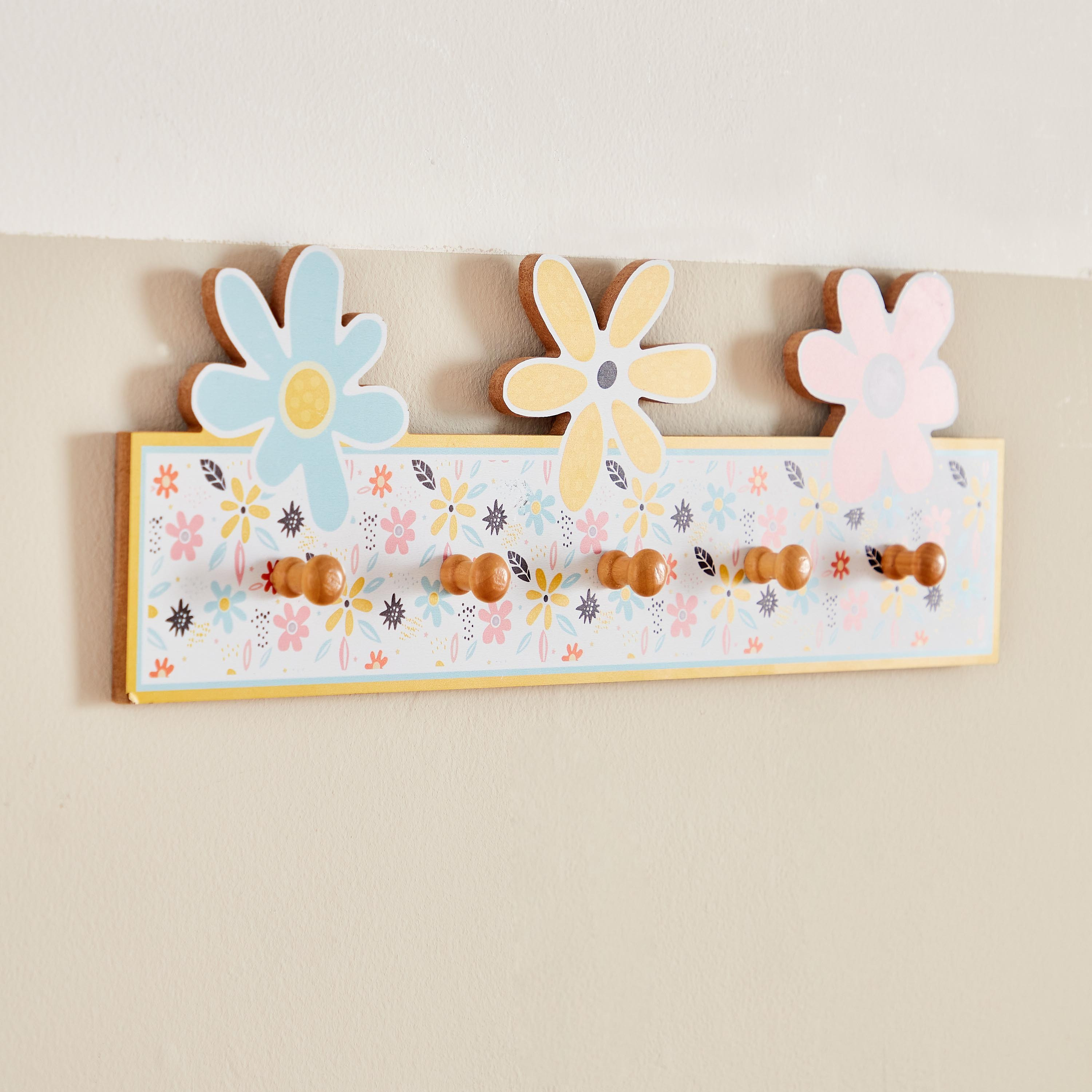 خطاف حائط إم دي إف بتصميم أزهار من فيو - 50x17.5x4 سم-hbxhomeware-hbxkidsandyouth-image-2