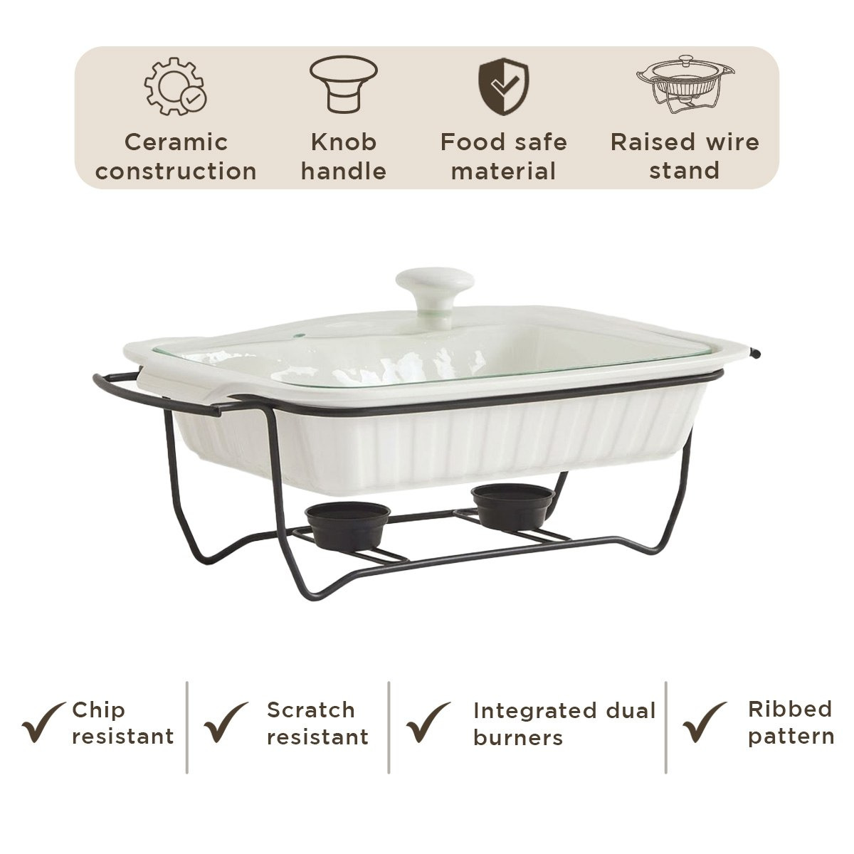 Supreme Rectangular Food Warmer - 25 cm-hbxdecorandfurnishings-tabletop-serveware-image-8