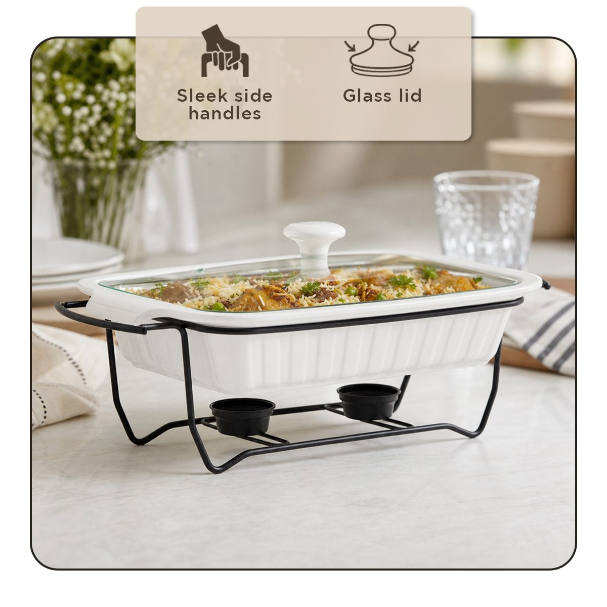 Supreme Rectangular Food Warmer - 25 cm-hbxdecorandfurnishings-tabletop-serveware-image-9