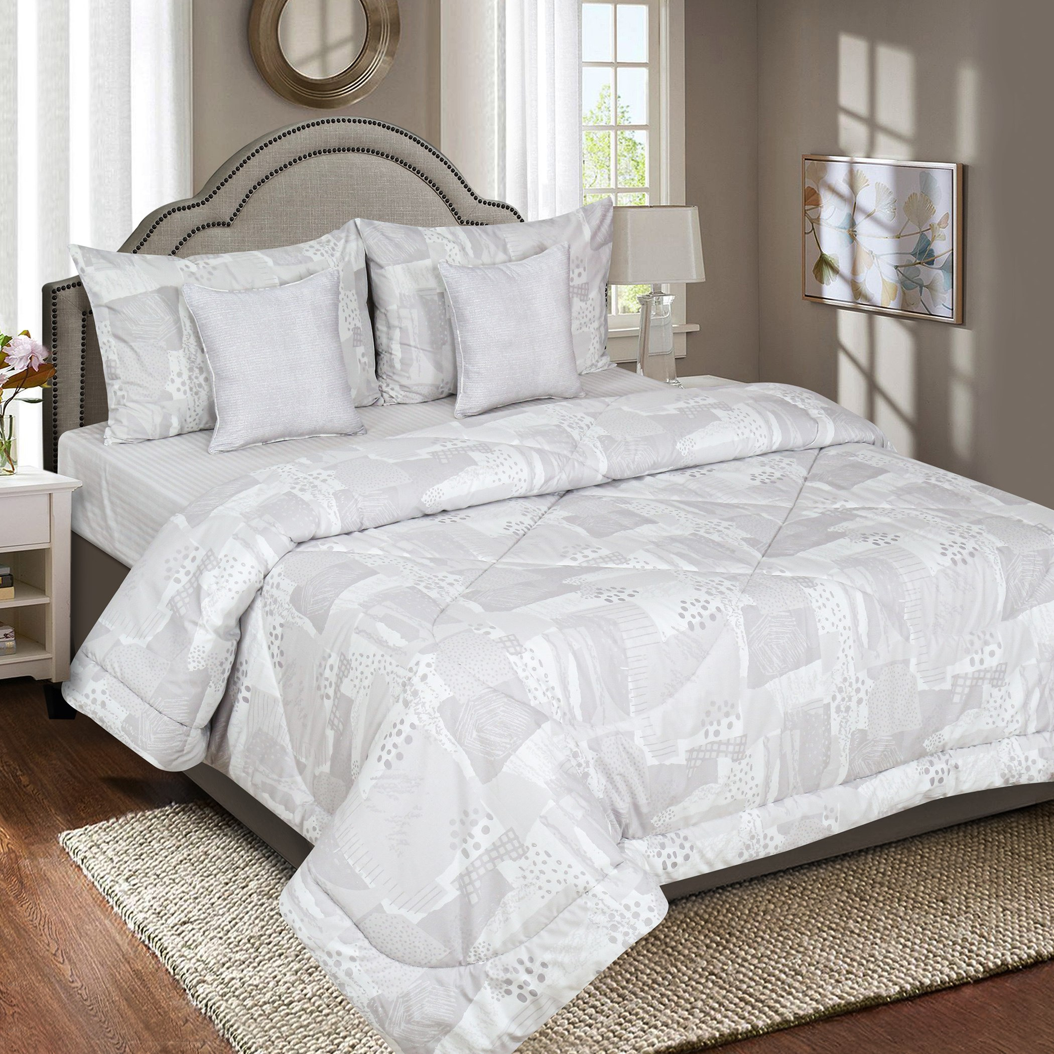 طقم لحاف قطن سوبر كينج 5 قطع بطبعات من ماديسون - 240×240 سم-hbxhomeware-hbxdecorandfurnishings-image-1