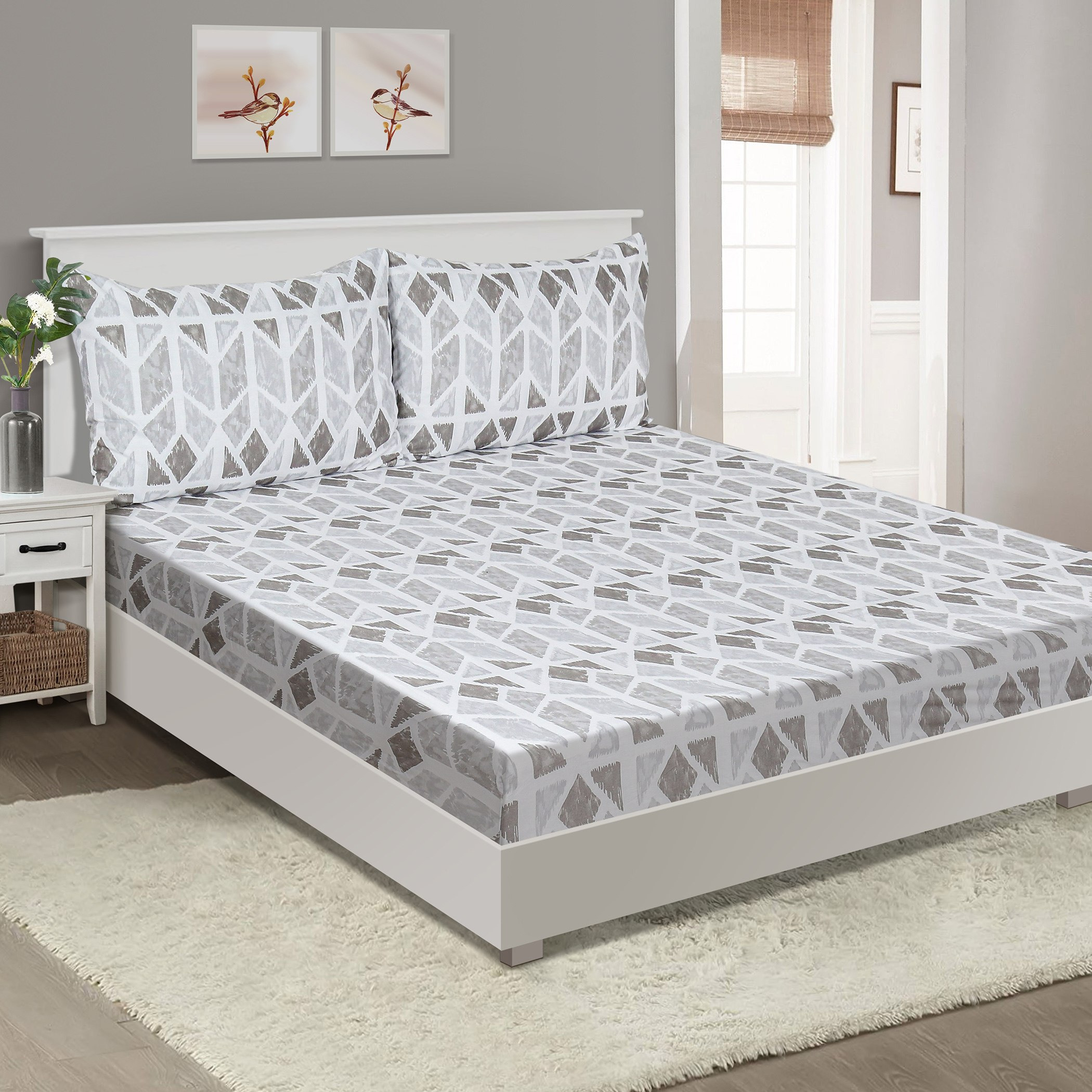 Aurora Javie Single Cotton Fitted Sheet - 90x200+25 cm-hbxhomeware-hbxbedroom-image-1