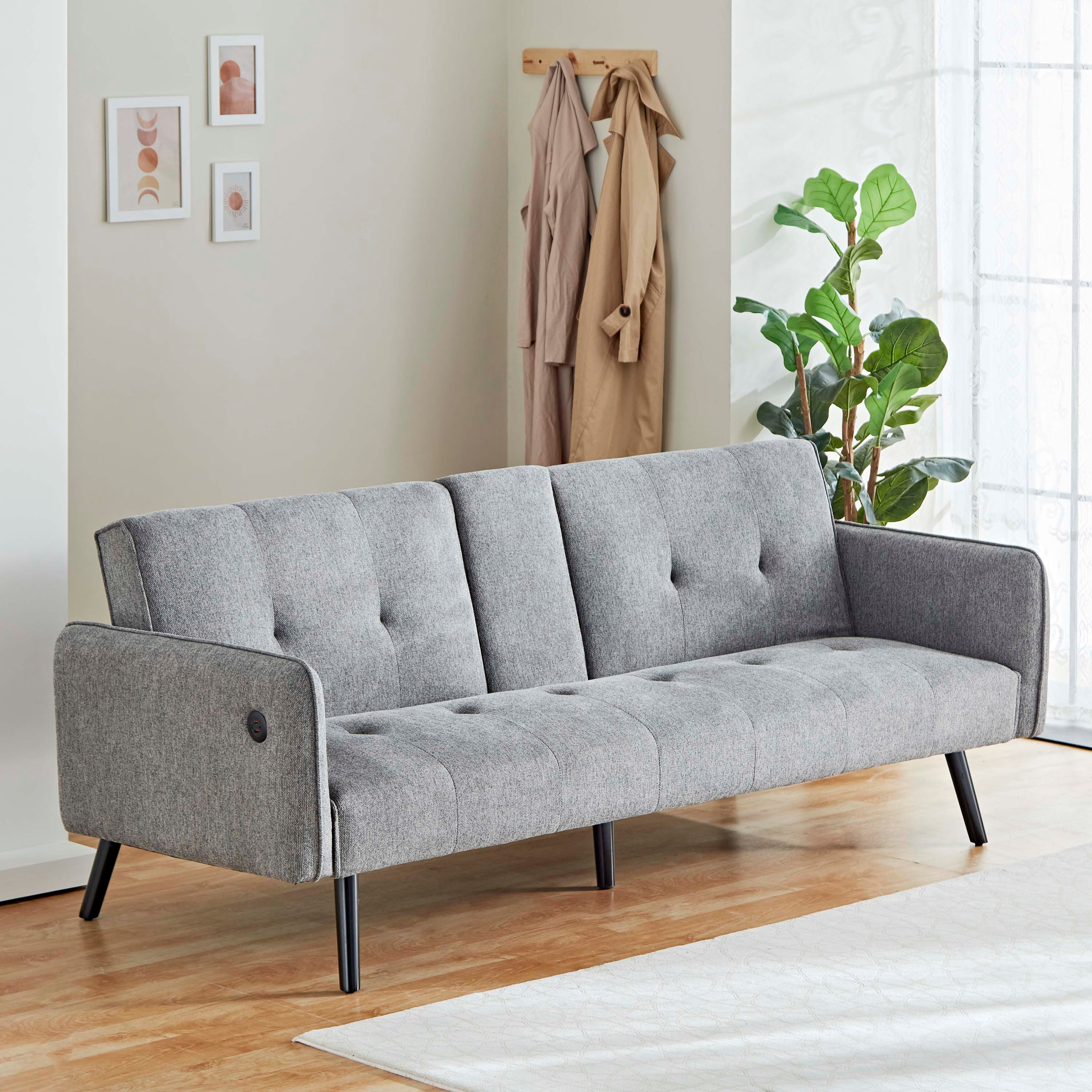 كنبة سرير قماش 3 مقاعد مع حامل أكواب وشاحن يو إس بي من دالتون-hbxfurniture-sofasandarmchairs-sofabeds-image-2