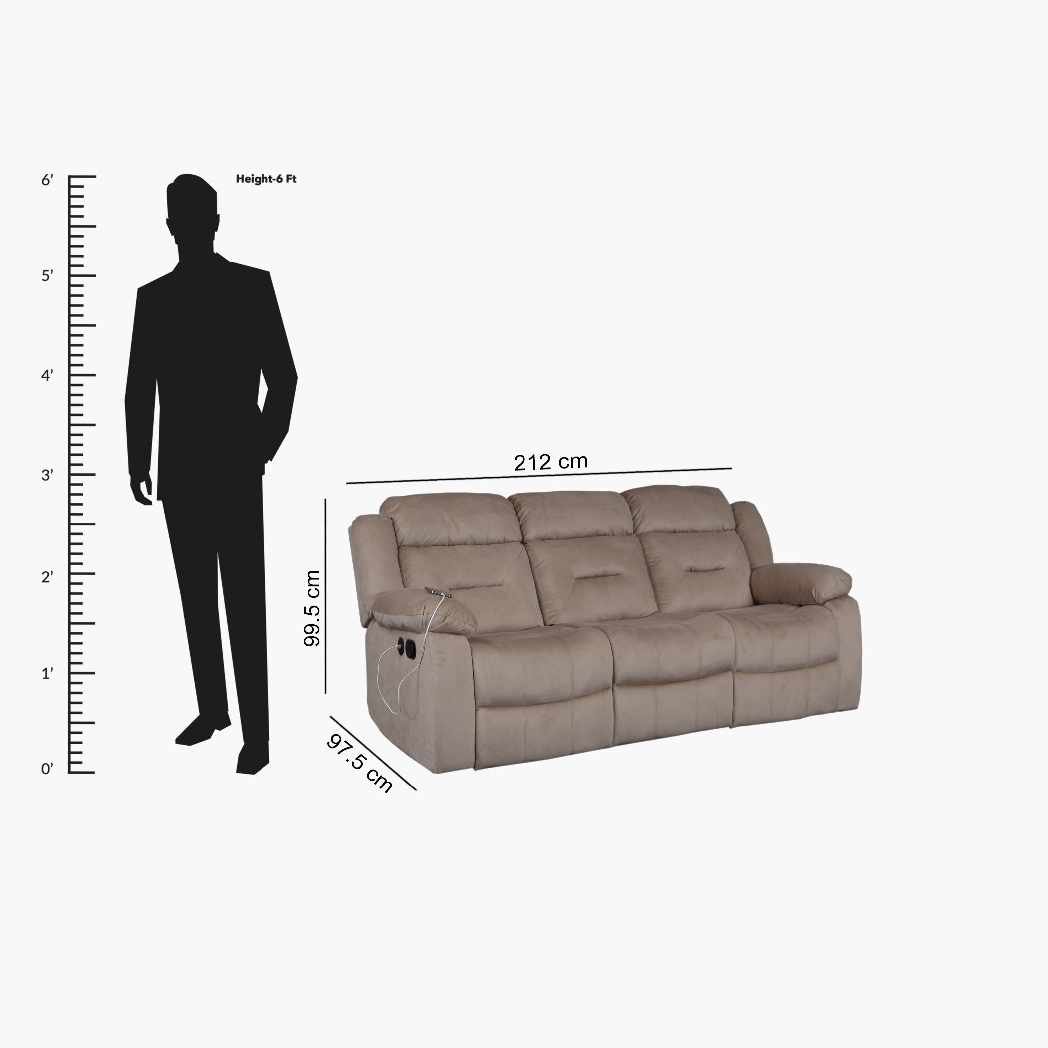 Recliner on sale sofa size