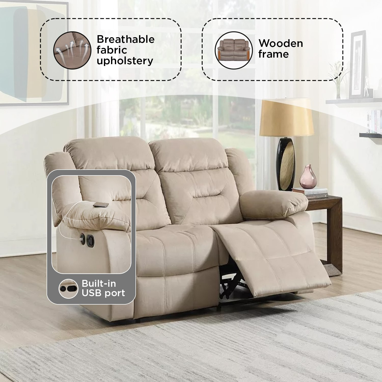 Sofa with 2024 recliner built in