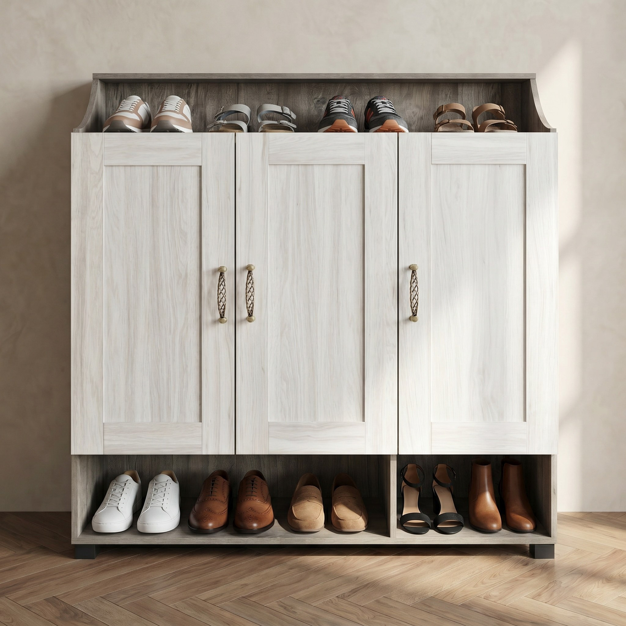 Angelic 26-Pair Shoe Cabinet with 3 Doors-hbxbedroom-shoecabinetsandracks-image-3