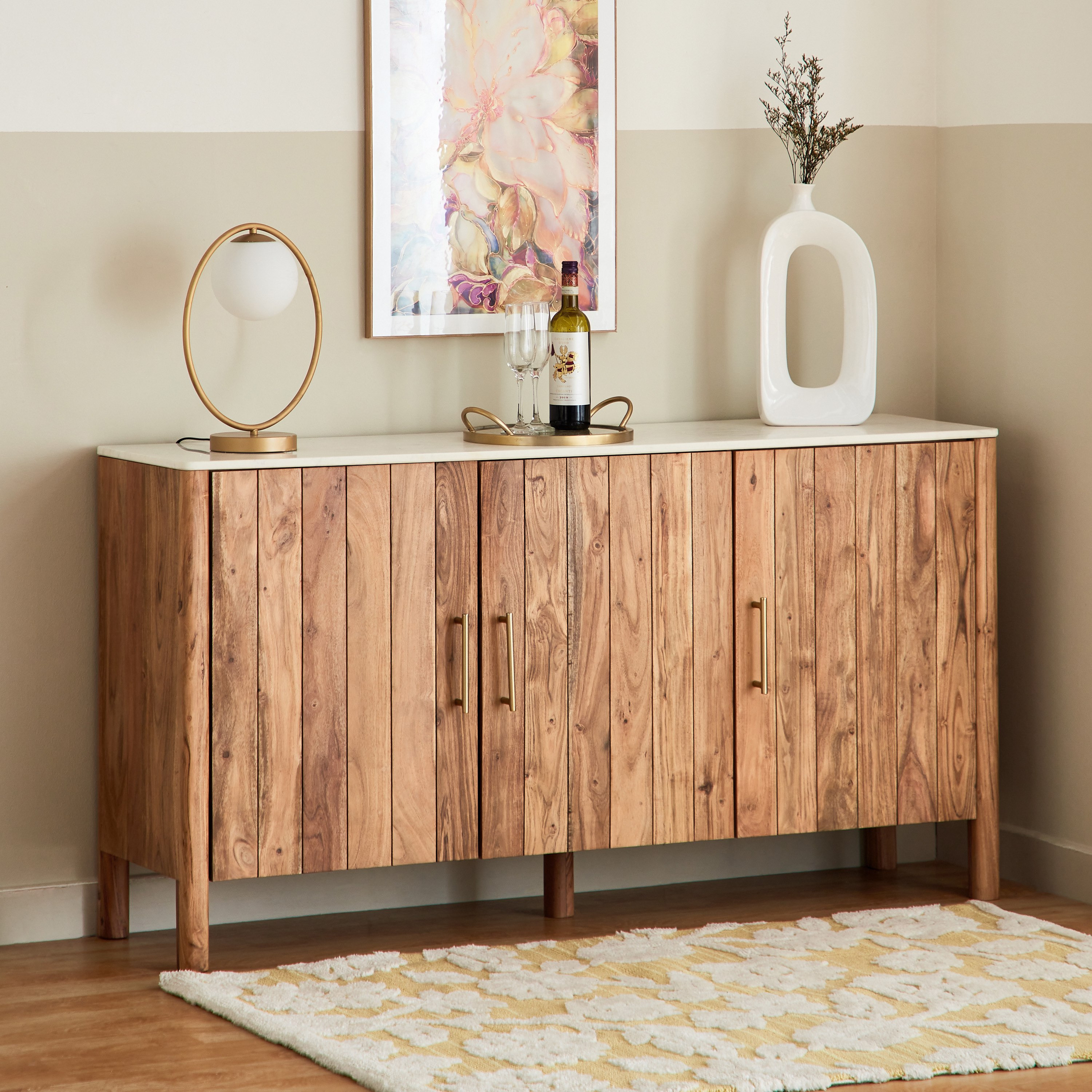 خزانة بوفيه جانبية من الخشب الصلب بـ3 أبواب وسطح رخام من ميدتاون-hbxfurniture-diningroom-buffetsandsideboards-image-1
