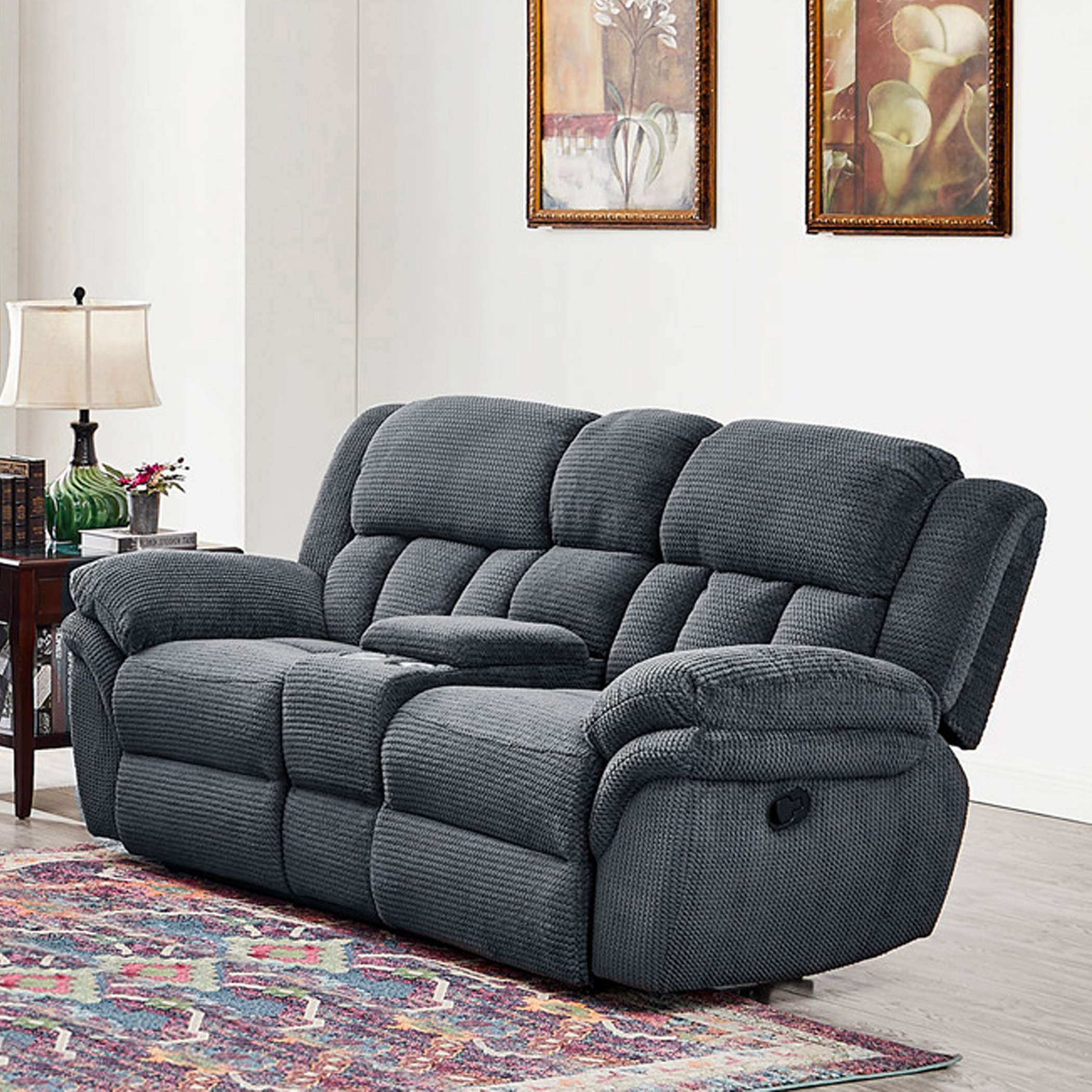 كنبة استرخاء 2 مقاعد مع طاولة كونسول و2 حاملات أكواب من ستانفورد-hbxlivingroom-sofasandarmchairs-sofas-image-2