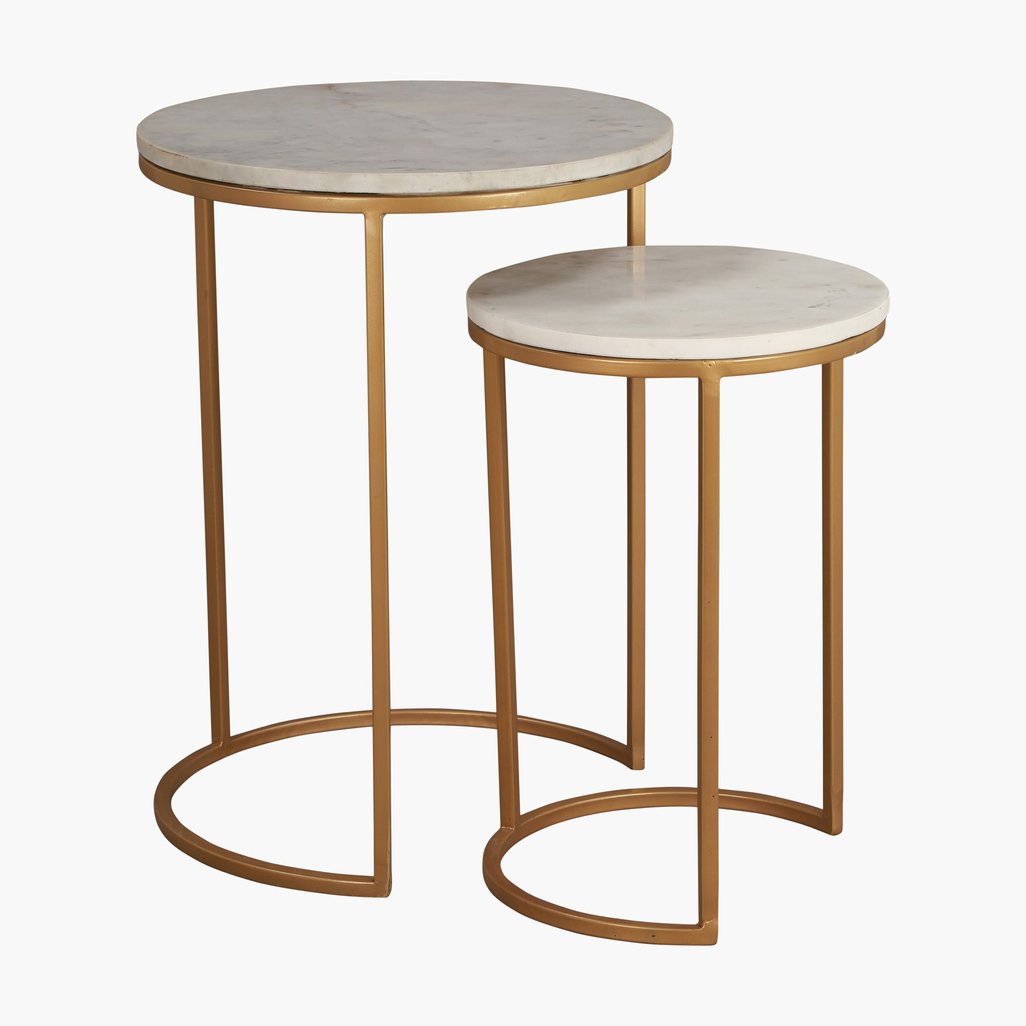 طقم طاولات متداخلة من قطعتين بسطح من الرخام الأصلي - بورتيا من فيندرا-hbxfurniture-livingroom-nestingtables-image-1