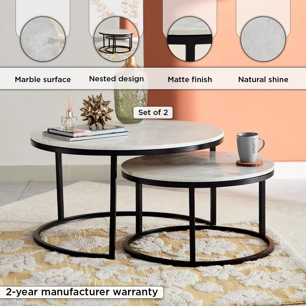 طقم طاولة قهوة مستديرة من قطعتين بسطح من الرخام الأصلي - هارفي من كافون-hbxlivingroom-tablesandstands-coffeetables-image-4