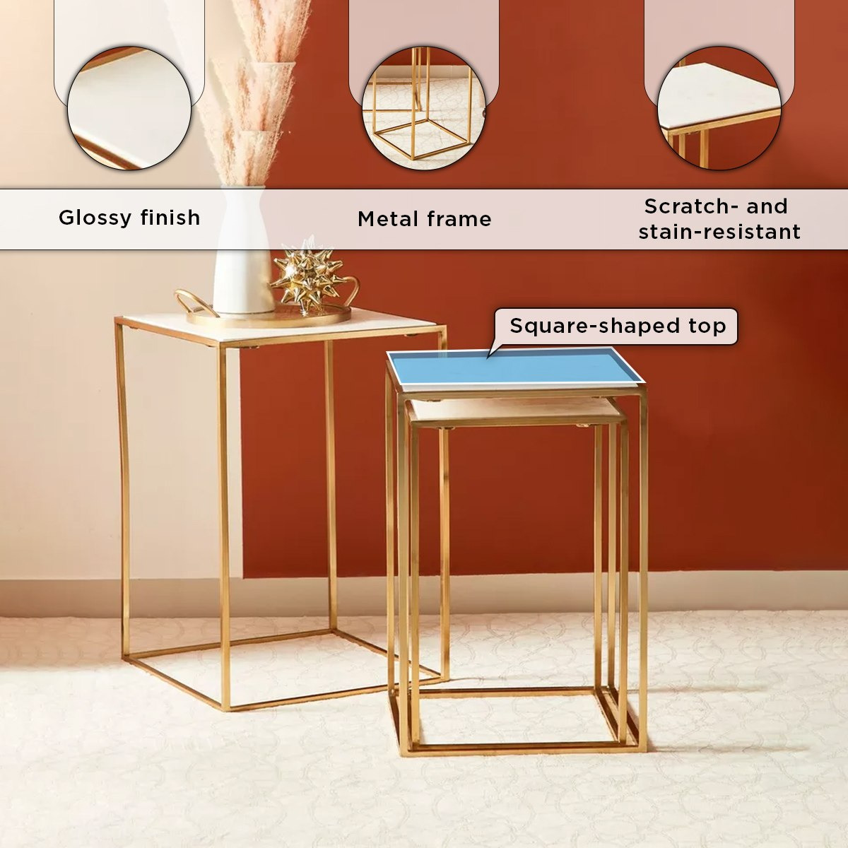 طقم طاولات متداخلة مربعة من 3 قطع بسطح من الرخام الأصلي - ويلو-hbxfurniture-livingroom-nestingtables-image-5