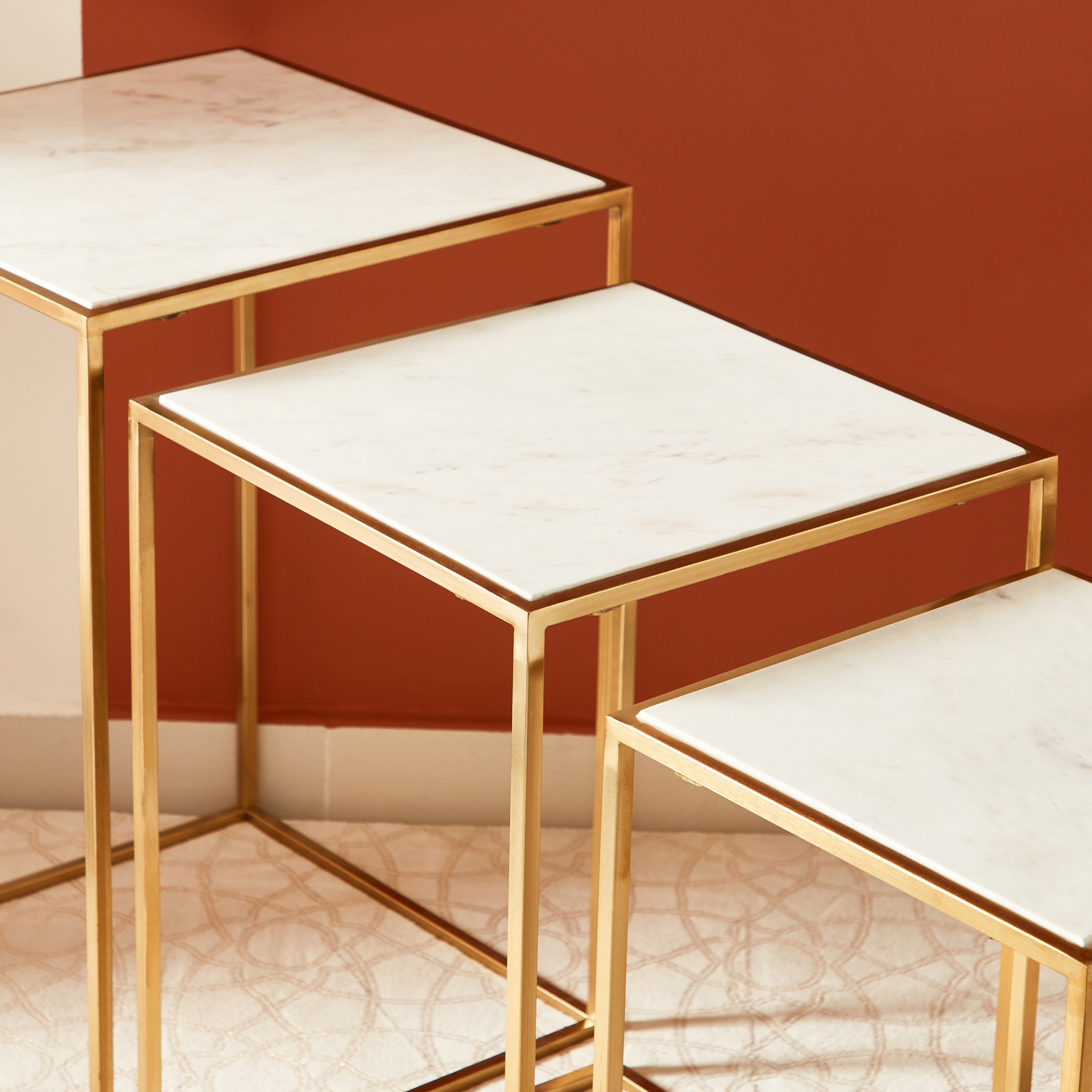 طقم طاولات متداخلة مربعة من 3 قطع بسطح من الرخام الأصلي - ويلو-hbxfurniture-livingroom-nestingtables-image-3