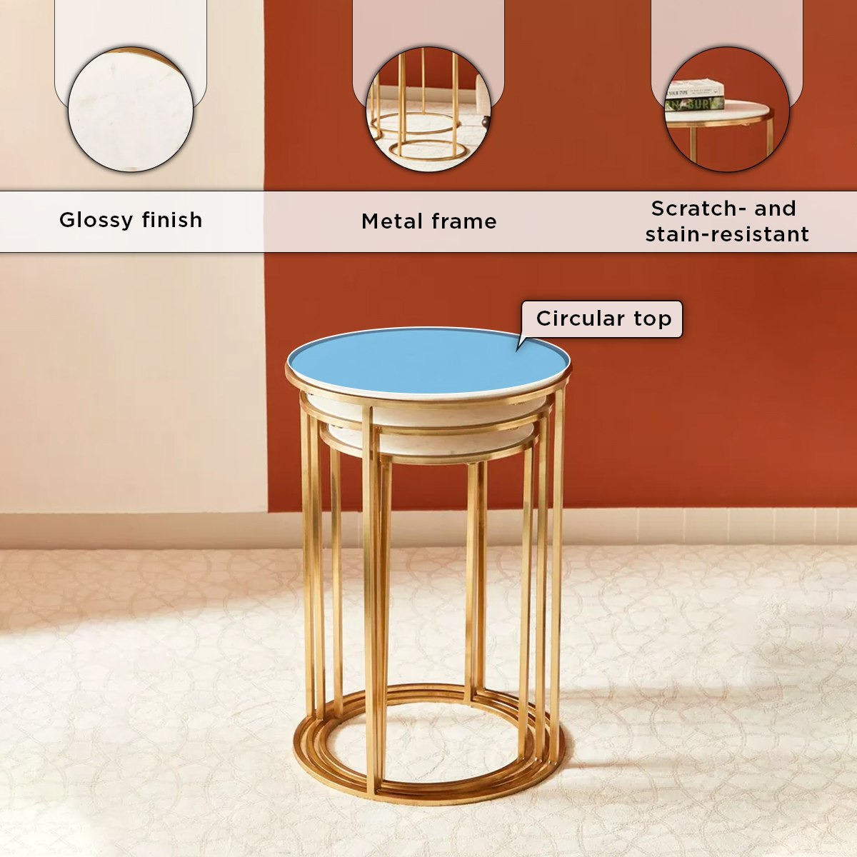 طقم طاولات متداخلة مستديرة من 3 قطع بسطح من الرخام الأصلي - ويلو-hbxfurniture-livingroom-nestingtables-image-5
