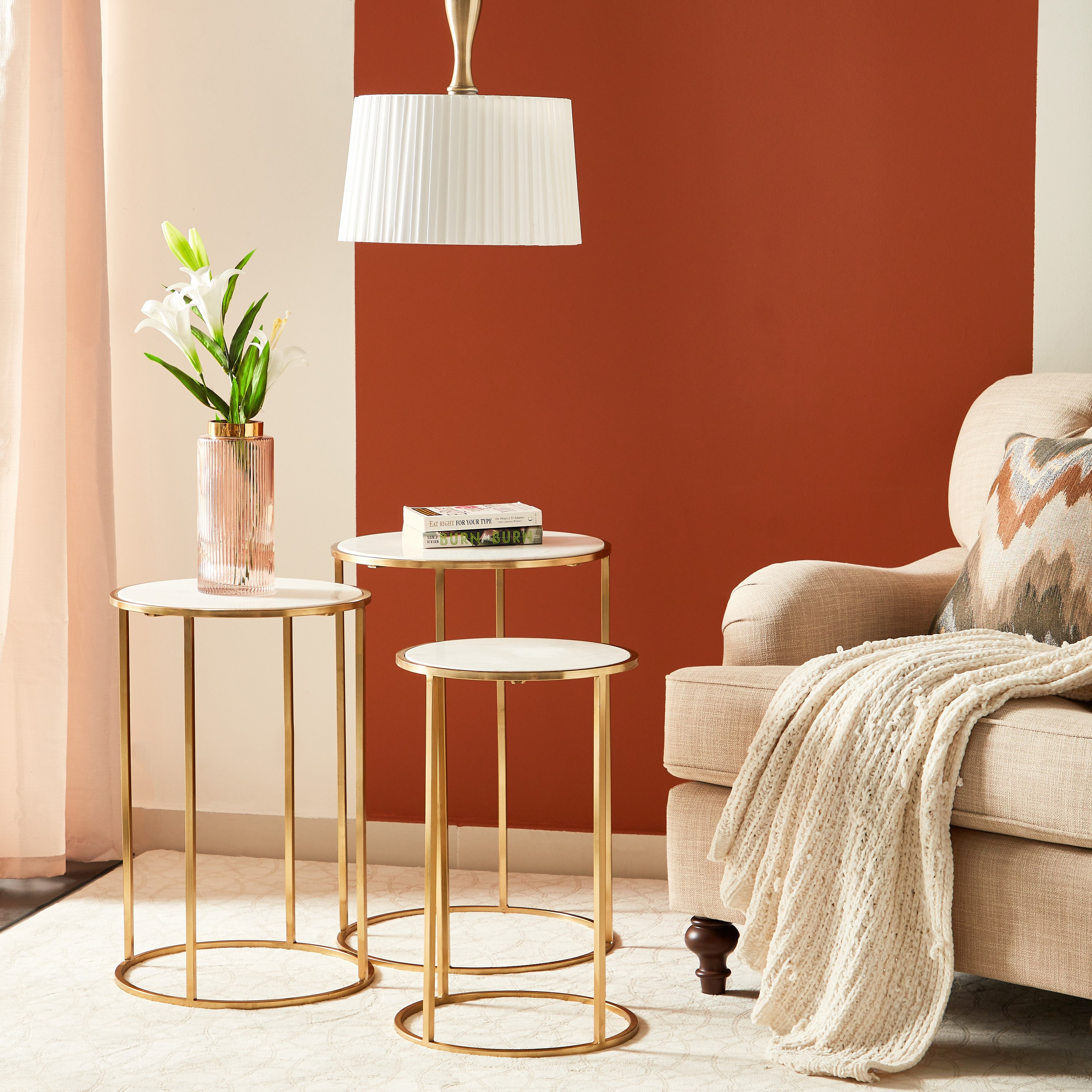 طقم طاولات متداخلة مستديرة من 3 قطع بسطح من الرخام الأصلي - ويلو-hbxfurniture-livingroom-nestingtables-image-9