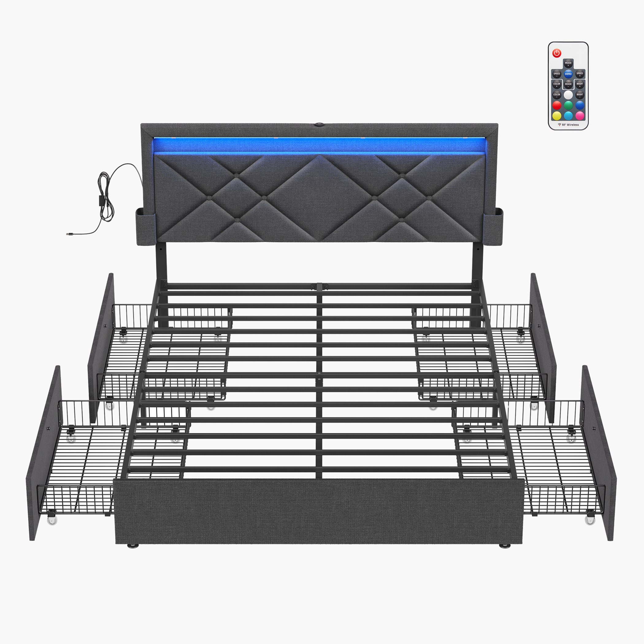 سرير كينج ذكي منجد 4 أدراج من أينشتاين - 150x200 سم-hbxbedroom-bedsandbedsets-beds-queen-image-12