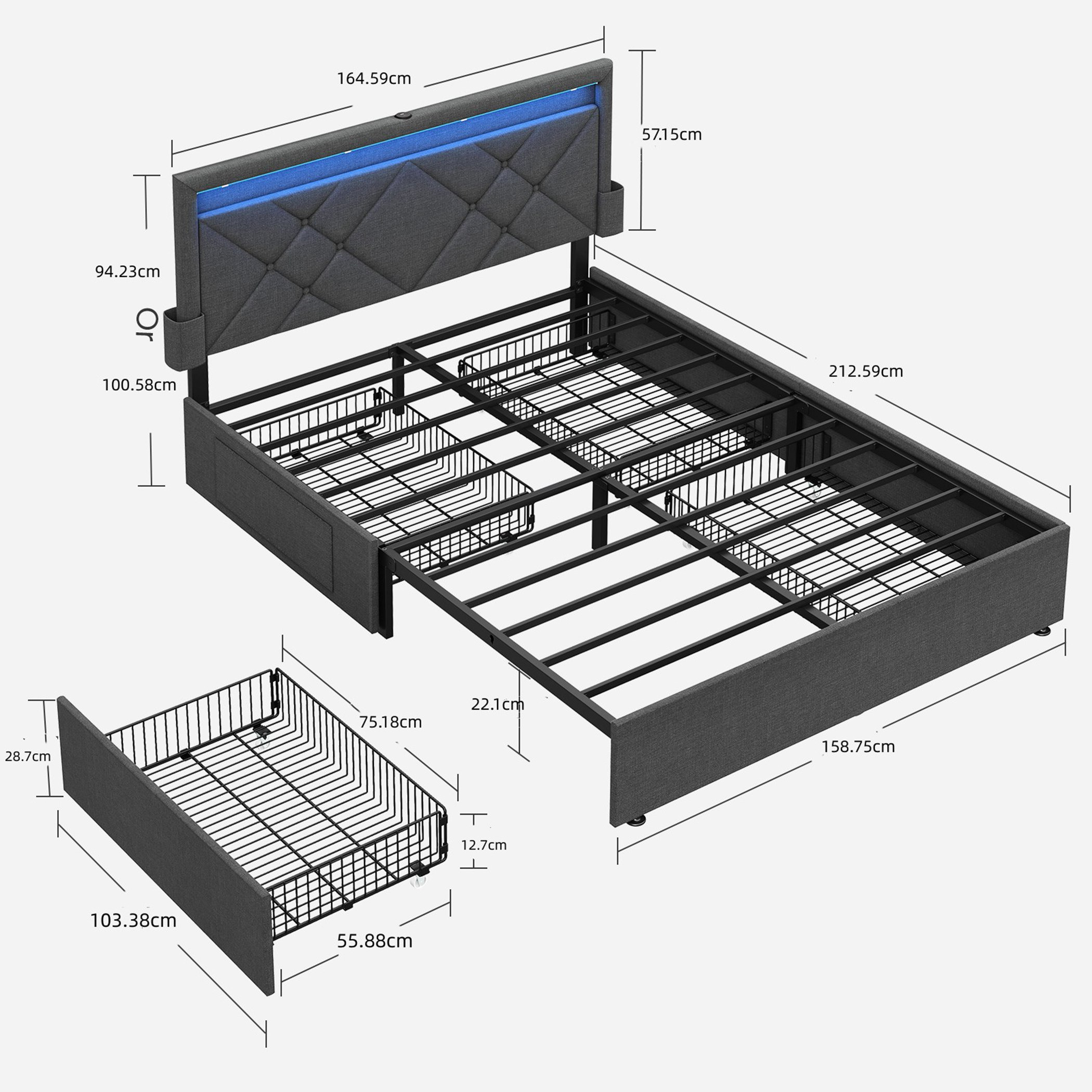 سرير كينج ذكي منجد 4 أدراج من أينشتاين - 150x200 سم-hbxbedroom-bedsandbedsets-beds-queen-image-14