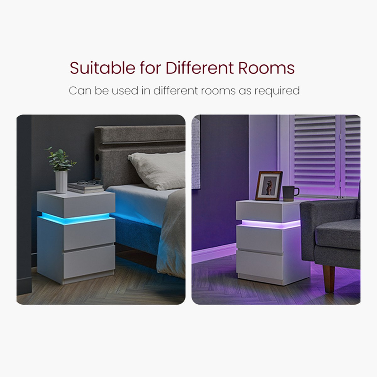 Buy Einstein 3-Drawer Smart Nightstand Online in UAE | Homebox