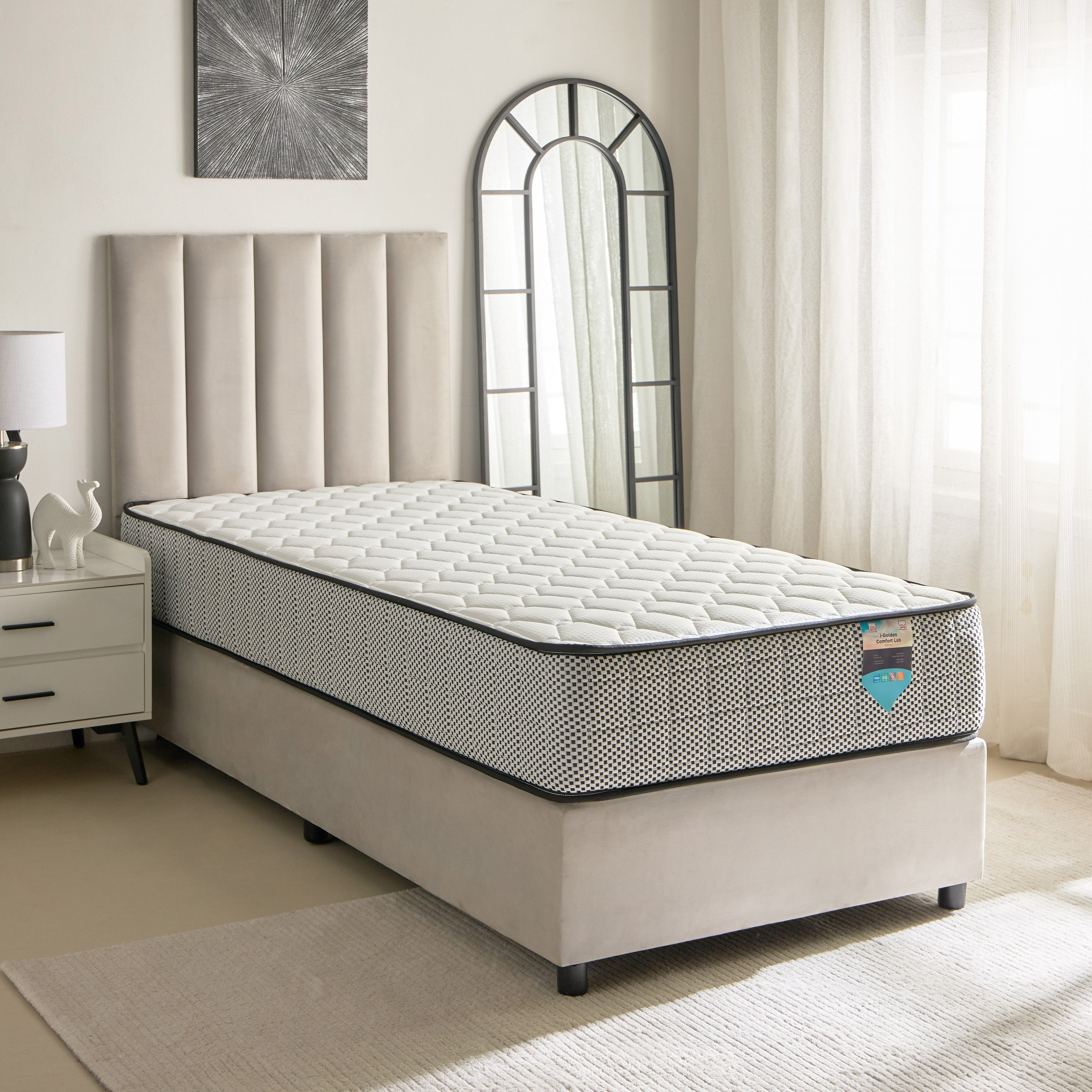 SleepNest iGolden Comfort Lux Medium Firm Pocket Spring Single Mattress - 90x190x25 cm-hbxfurniture-bedroom-mattresses-single-image-2