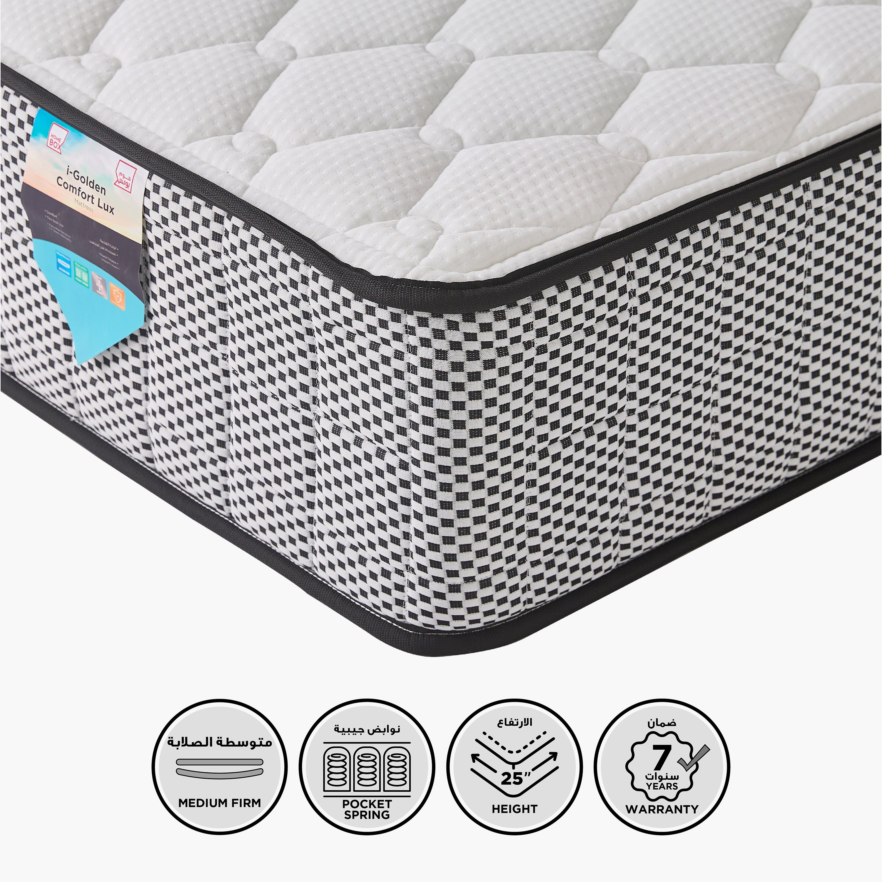 SleepNest iGolden Comfort Lux Medium Firm Pocket Spring King Mattress - 180x210x25 cm-hbxfurniture-mattresses-king-image-1