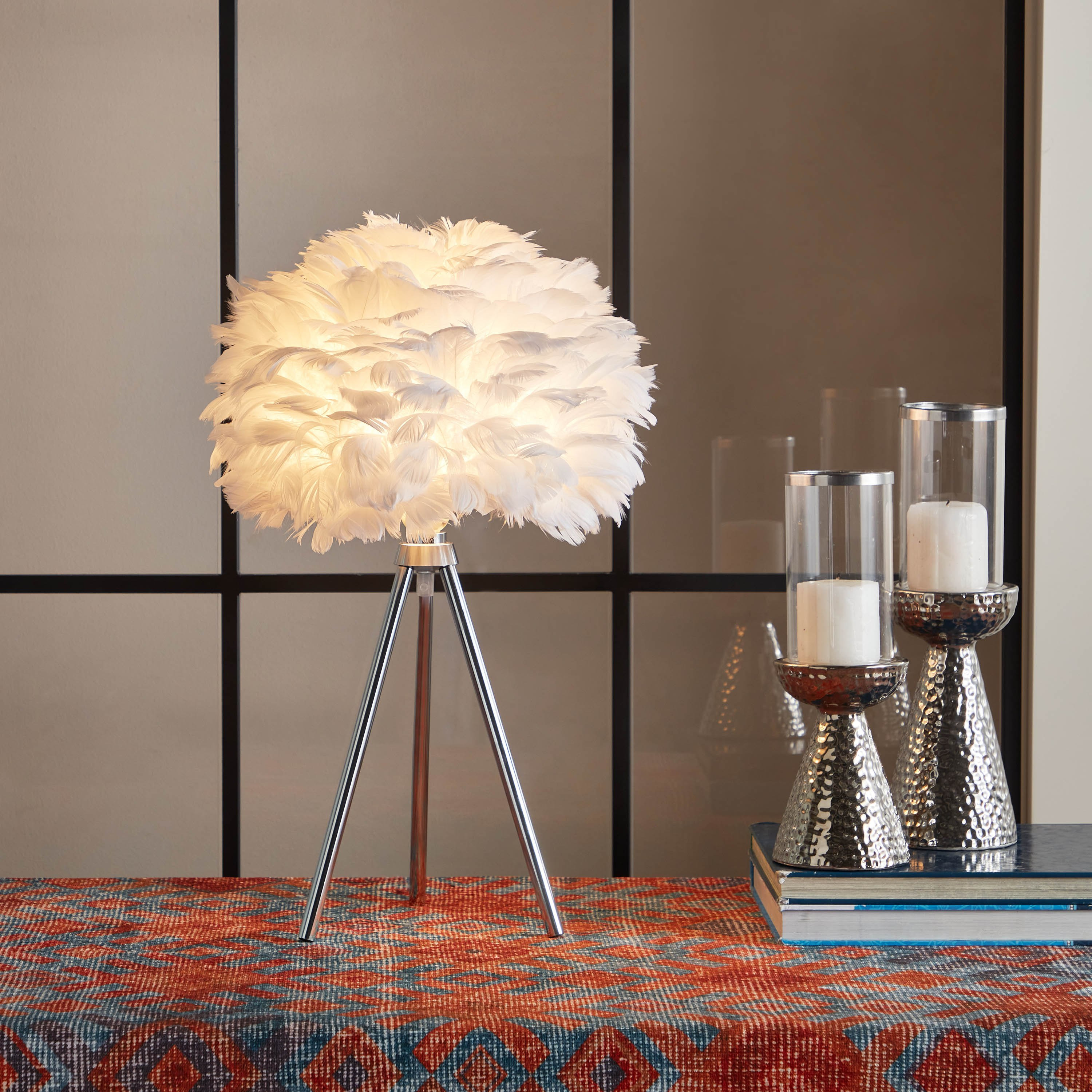 Buy Scotia Metal Tripod Lamp with Feather Shade 32x51 cm Online in KSA  Homebox