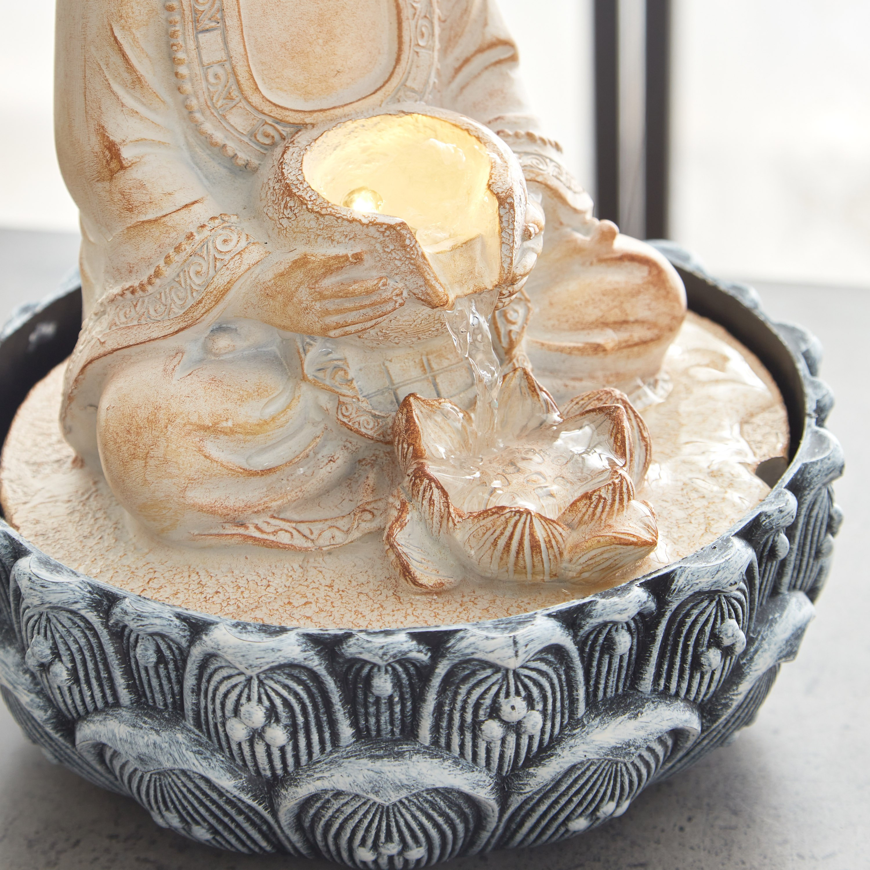 Albane Buddha Fountain with Yellow Lights - 20x20x26 cm-PROMO_HB_AE_B1G1_250925-image-3